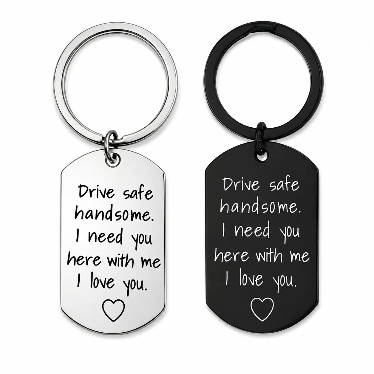 Fashion Letter Slogan Metal Keychain, Personalized Stainless Steel Keychain for Men & Women, for Car Bag Daily Clothing Decor, Trendy All‑Match Exquisite Keychain, Birthday Gift for Wife, Personalized Heart Tag-YY1