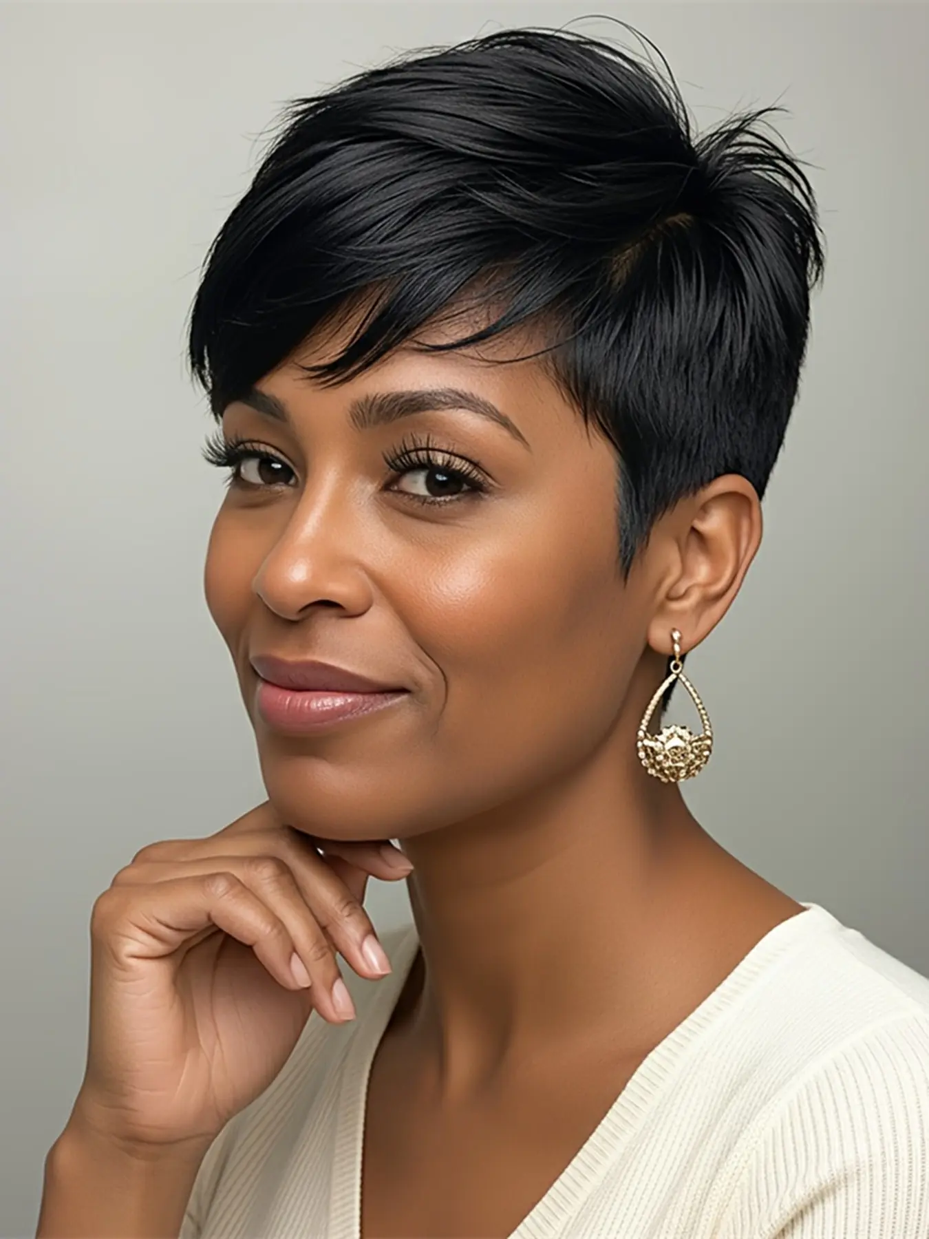 pixie layered wig black color pixie cut short straight human hair wig machine made pixie wig daily party use human hair wig for women stylish gift wig Pixie Cut Wigs