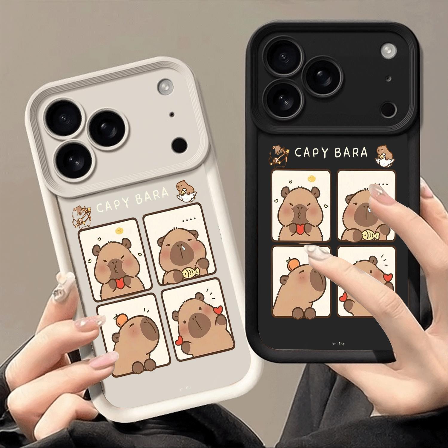 A set of cute and soothing capybaras, a new trendy original design phone case with a spiral staircase motif, available in white, black, and red, suitable for various iPhone models, including iPhone 17, 17 Pro, 17 Air, 17 Pro Max, 16, 15, 14, 13, 12 Plus/