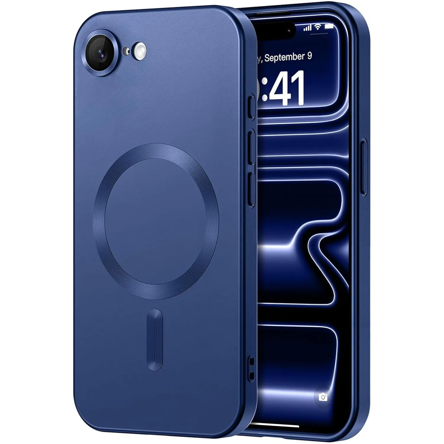 Magnetic Blue phone case for iPhone 7 8Plus SE2 SE3 16E 17E new style shockproof soft case Compatible with wireless charging