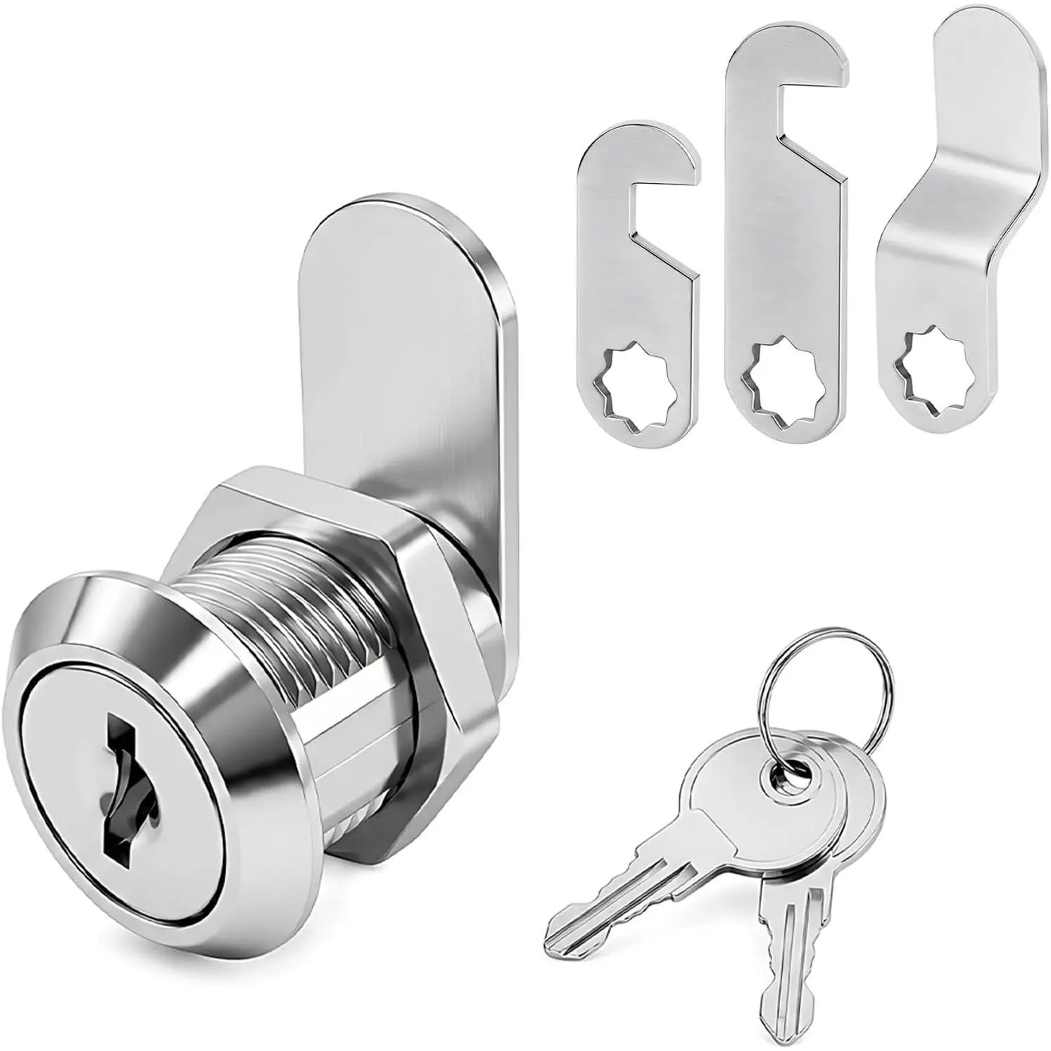 1 Pack 5/8" Cam Lock Keyed Alike, Cabinet Locks with , Rustproof Cylinder Barrel Lock  Kit with 4 Locking Cam for RV Storage Compartment, Mailbox, Drawer, Toolbox, Zinc Alloy
