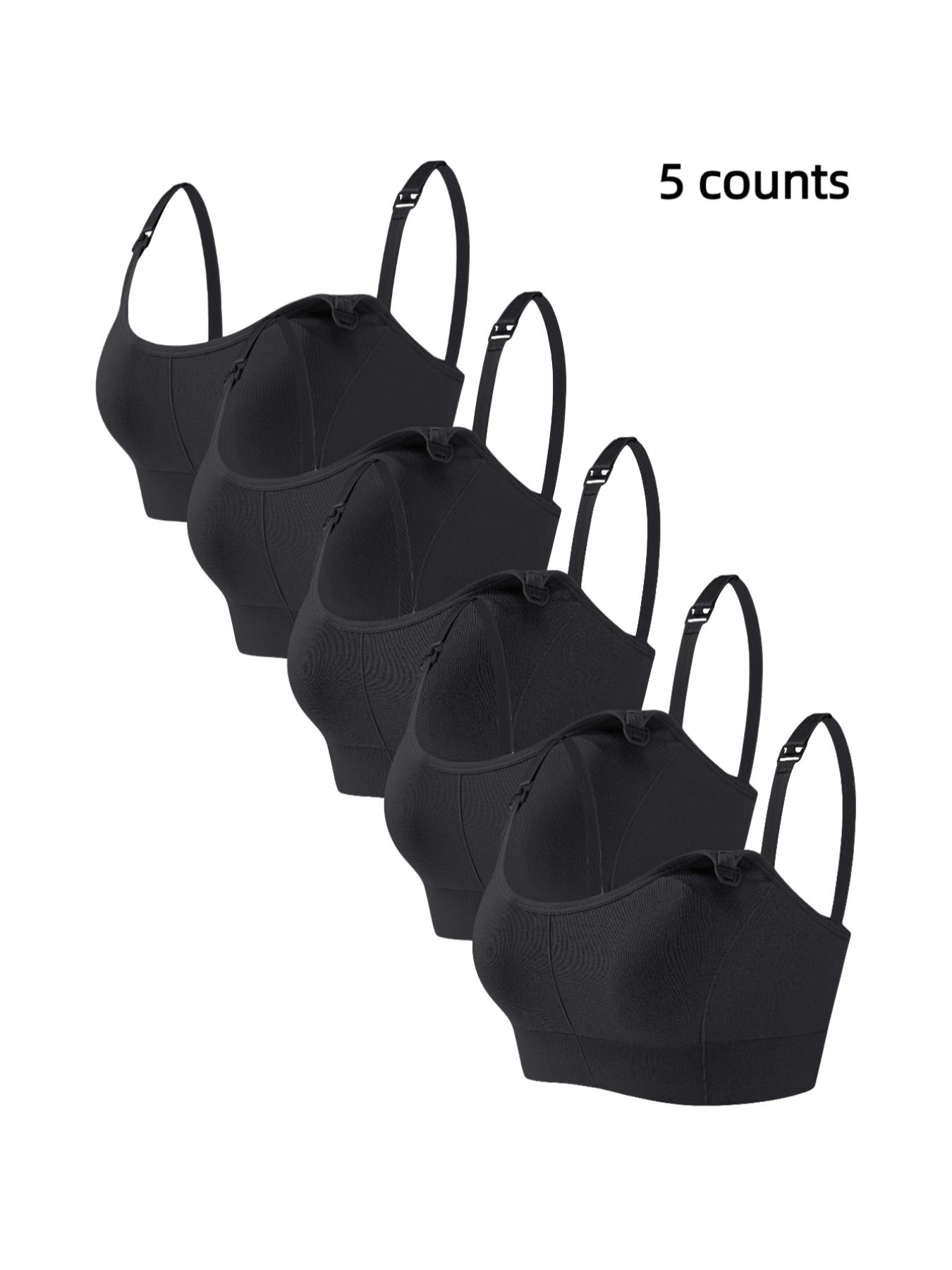 Women's Solid Detachable Adjustable Strap Nursing Bra Set, Front-Closure Bra, Soft Comfortable Breathable Pregnancy Maternity Bra, Maternity Clothing, Maternity Lingerie