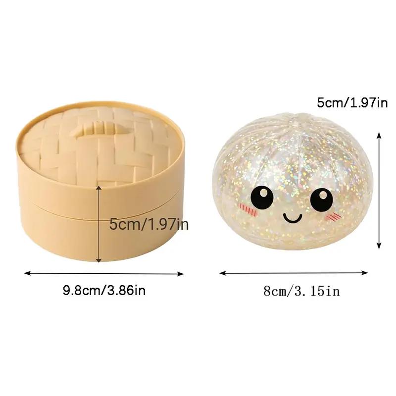 [Blind Box]2026 New Glitter Dumpling Squishy with Steamer Box, Soft Sensory Fidget Steamed Bun Squeeze Tool for Adult Stress & Anxiety Relief,