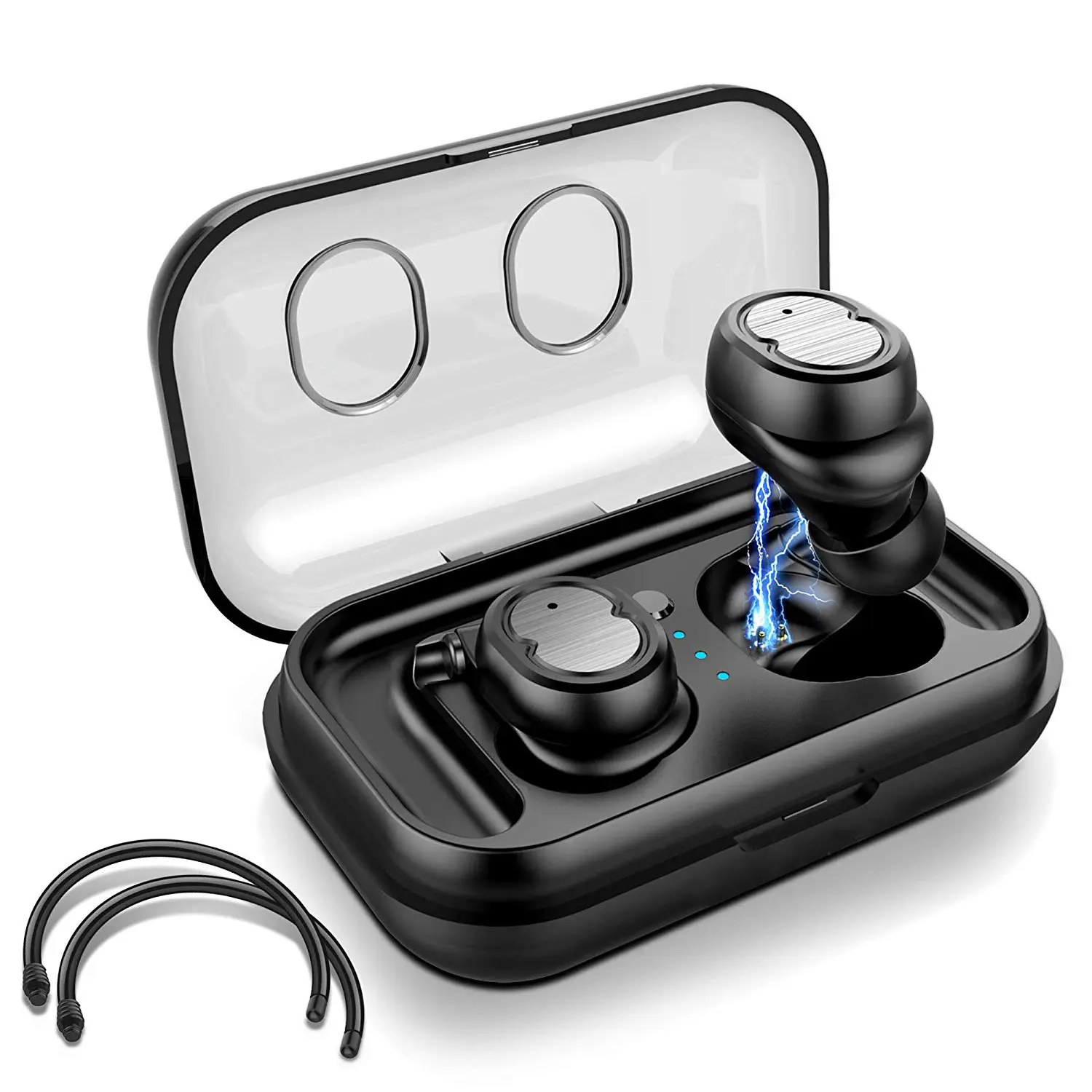 Wireless 5.0 In-Ear Stereo Earbuds, IPX4 Touch Control, Noise Canceling with Mic, 32.8 ft Transmission Range, 500mAh Magnetic Charging Dock (Sports & Outdoor Leisure Use)