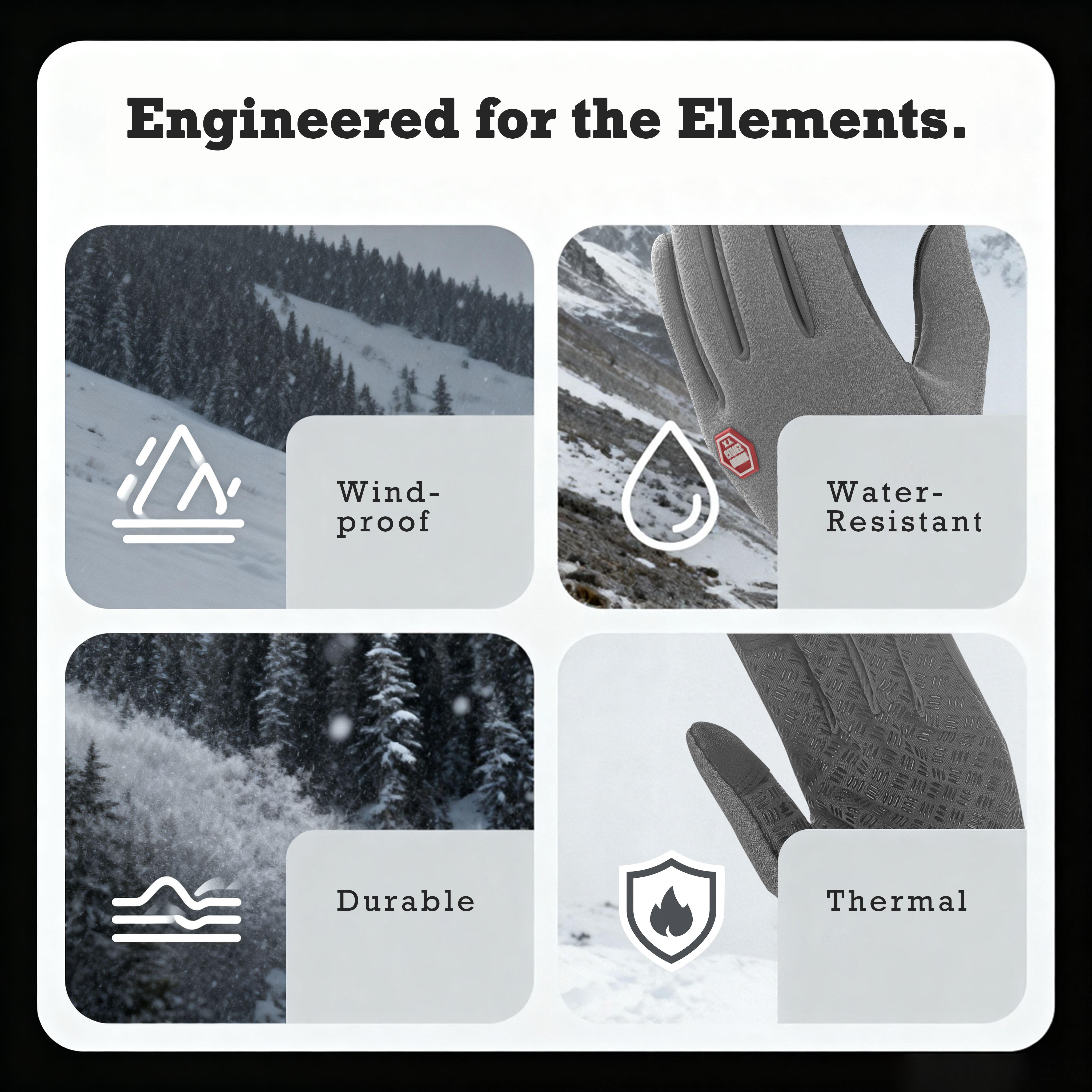 Outdoor Winter Gloves, Touchscreen andWindproof Full-Finger Gloves for Sports, Travel,and Daily Activities