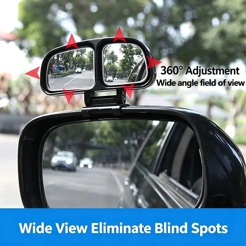 Car Dual Lens Wide Angle Blind Spot Rearview Mirror, Adhesive Backup Aid Blind Point Mirror, Universal Front Back Wheel Blind Zone Helper, Car Accessories, Automotive