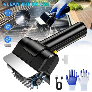 Electric Grill Brush, Cordless Rechargeable BBQ Grill Cleaning Brush with 304 Stainless Steel Rotary Brush Head, Automatic Grill Cleaner for Outdoor Grills, Camping, Patio & Barbecue Cooking
