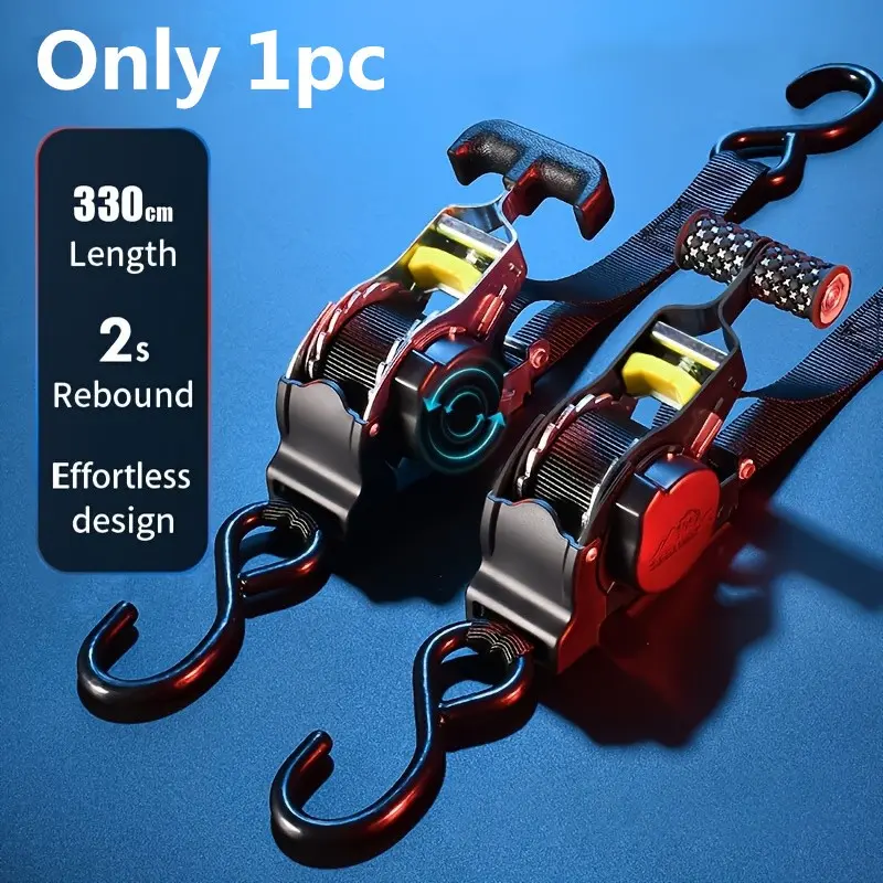 Automatic Extensible Cargo Tie Down Strap with Buckle, Heavy Duty Straps, Durable Nylon, Rust Resistant, Non-Slip, Wear-Resistant, No Assembly Needed