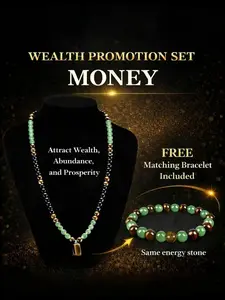 Buy One Get One Free Wealth Attracting Abundance Jewelry Set, Healing Crystal Necklace & Bracelet, Lucky Prosperity Gift for Men and Women