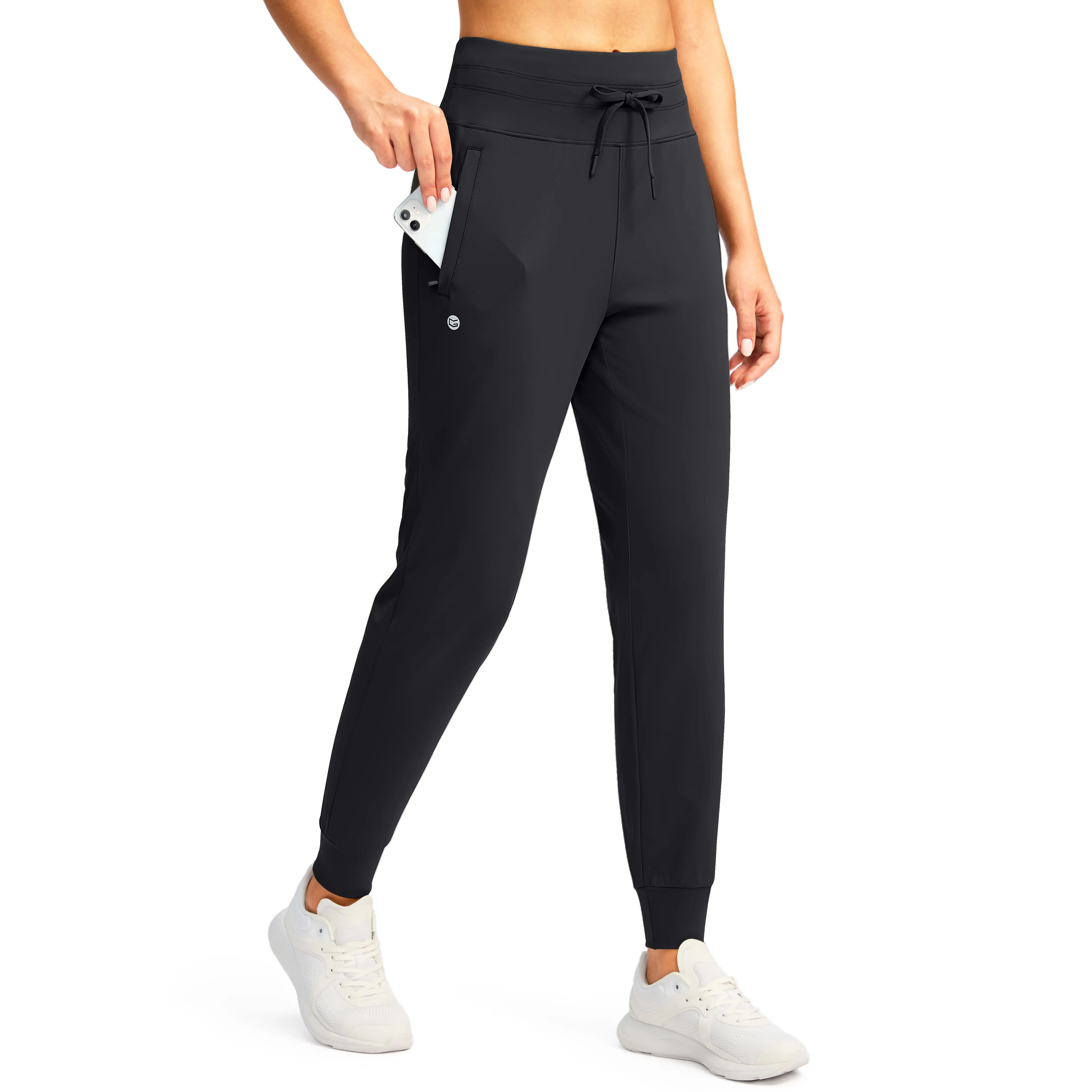 G Gradual Women's High Waisted Tapered Fit Joggers, Running Workout Wear with Zipper Pockets, Athletic Lounge Pants