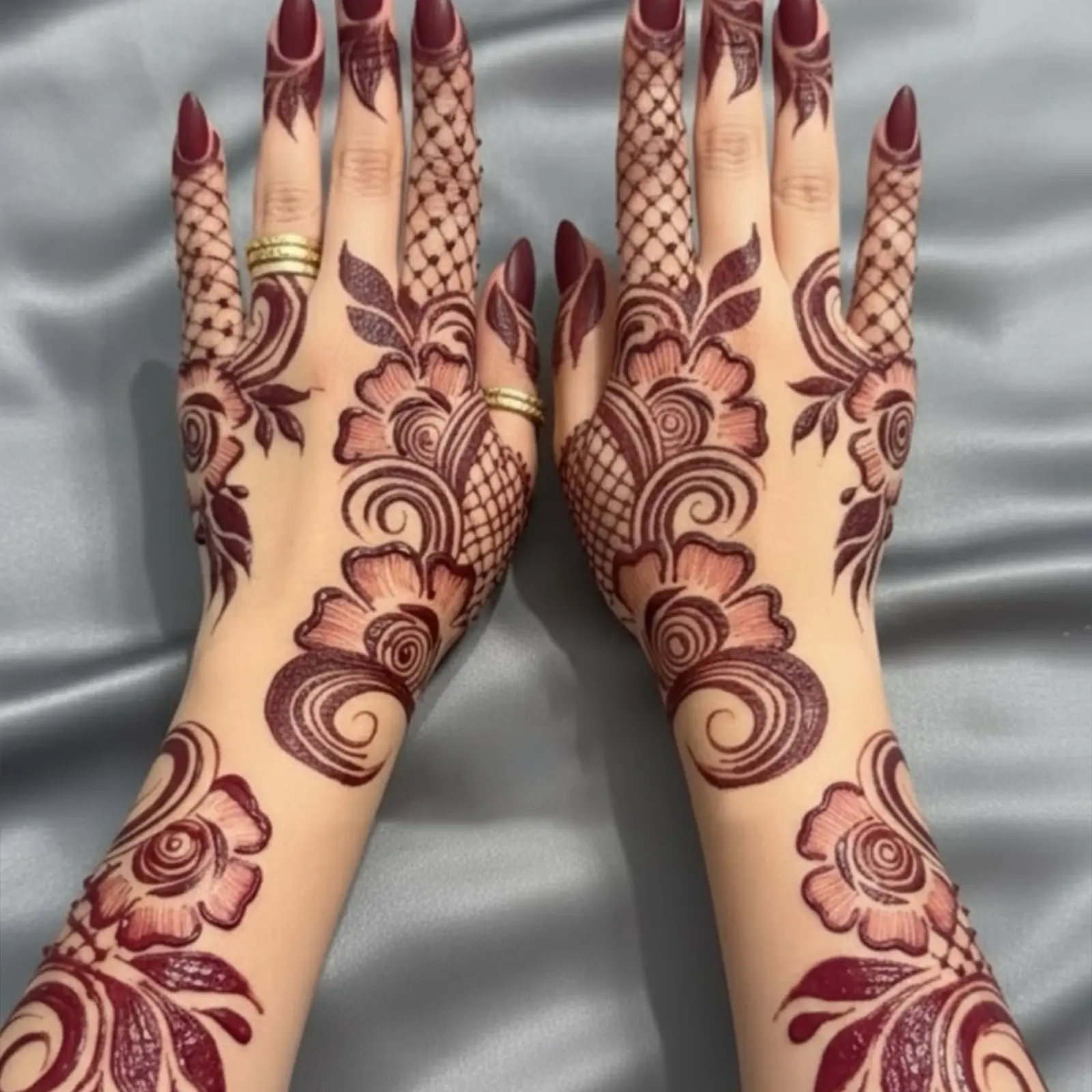 4PC Henna Tattoo Sticker, Trending Hand Drawn Floral Arm Sleeve Decal, Neutral Unisex Vintage Skin Print, Waterproof Premium Decor for Full Arm Festival Styling