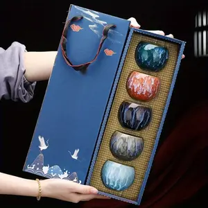 A Set of Build a Kiln Change Five Elements Cup High-End Master Ceramic Kung Fu Tea Single Big Sample