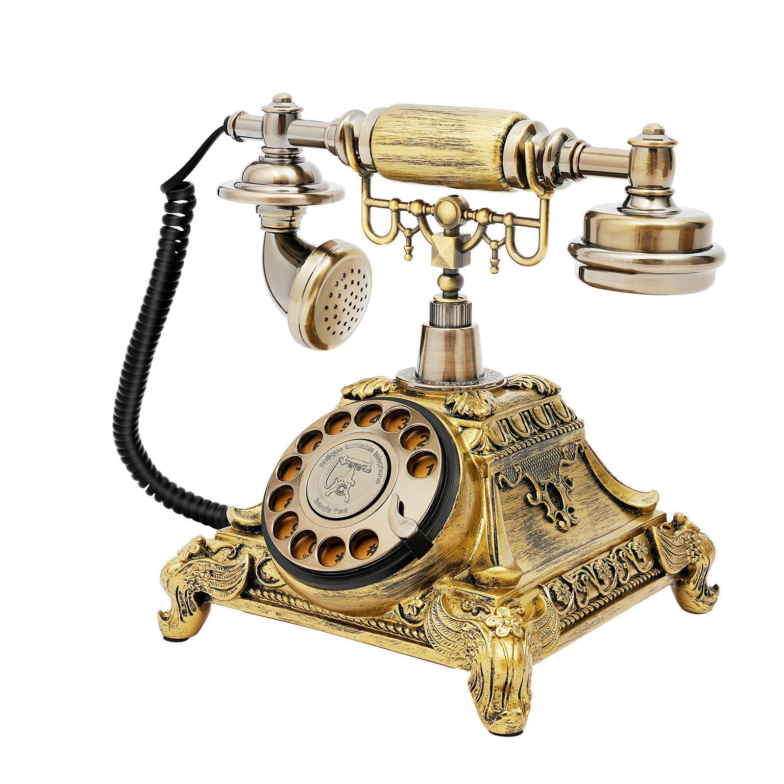 European Style Vintage Rotary Telephone Antique Design Landline Phone with Bronze Appearance & High-Quality Resin Material for Home Office Decor