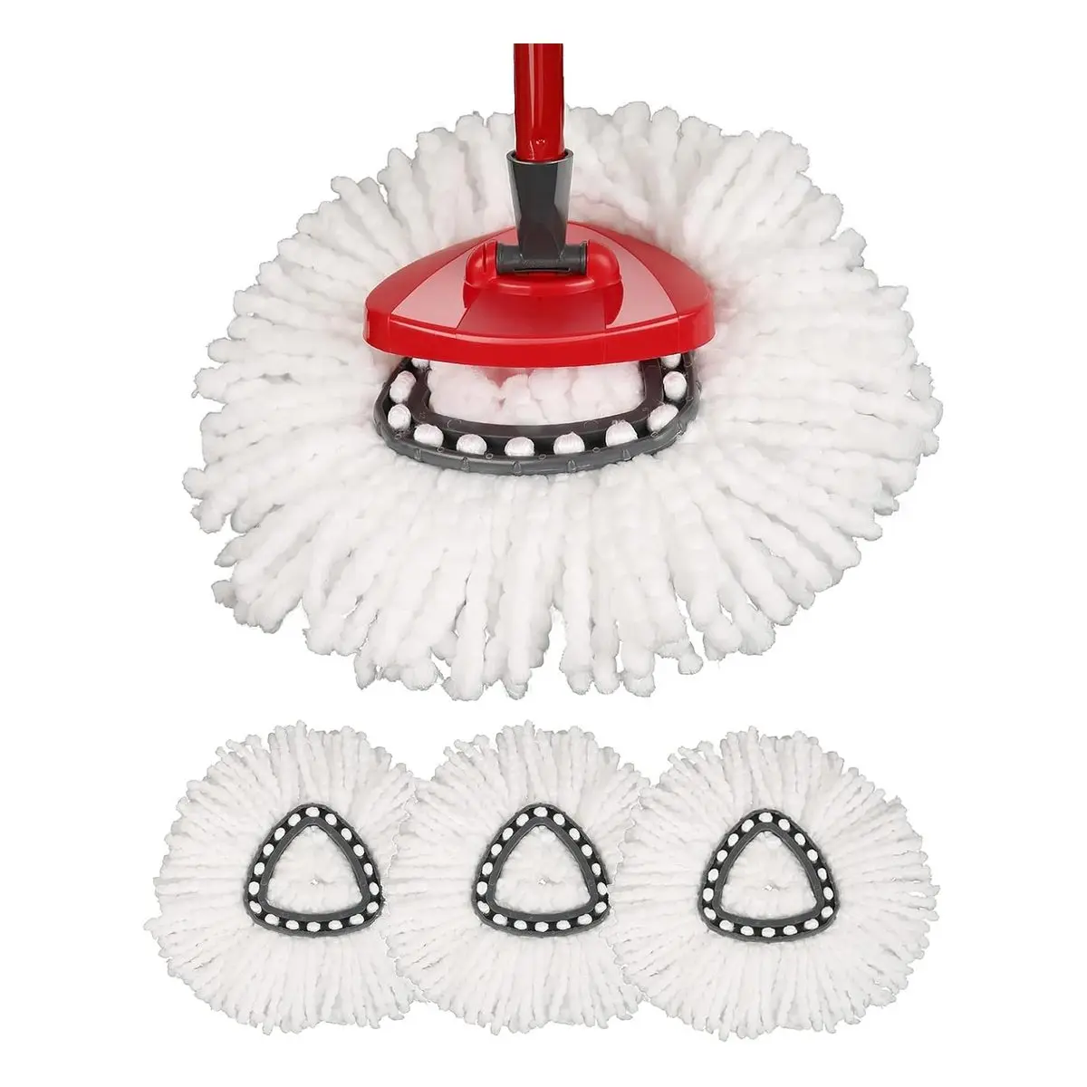 3-Pack Triangle Spin Head Refill Pads, Microfiber Deep Cleaning Reusable Accessory for Microfibre Mops, Tile Cleaner Mops, Vinyl Floors, Machine Washable, Easy to Replace for Home Users