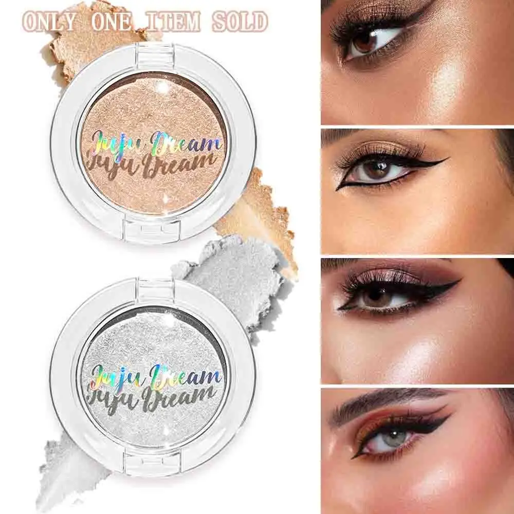 JUJU DREAM Ice-clear Milky Way Highlights, Champagne Gold & Silver Two Shades Ultra Shimmer Face Highlight, Glitter Highlighter, Fine Reflective Sparkly Pigment No Chalky Texture, Inner Corner Of Eyes & Collarbone, Long Wear Not Easy To Fall Off