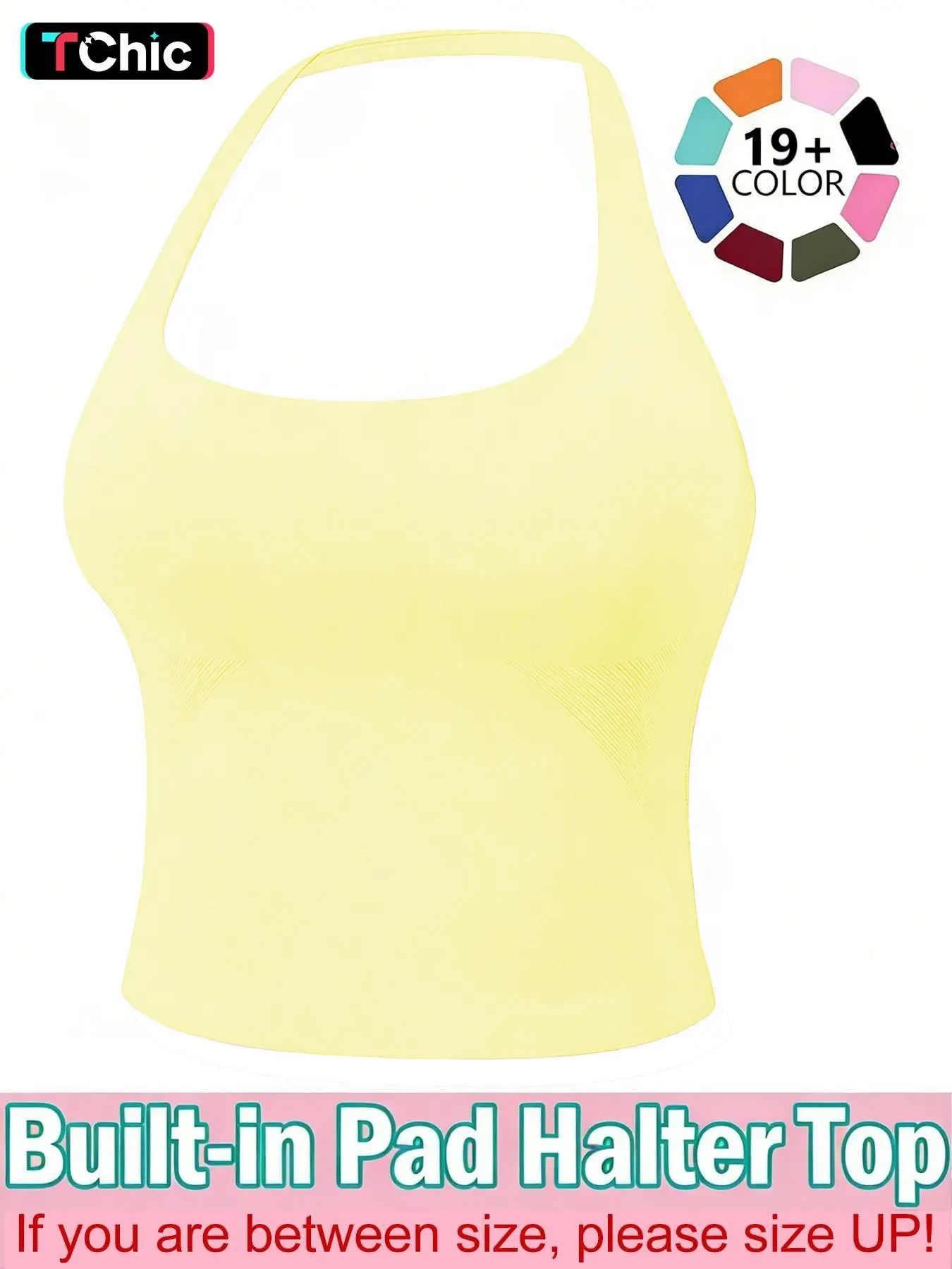 Women's Solid Removable Chest Pad Sports Tank Top, Casual Comfort and Durability Halter Neck Sports Top for Yoga Gym Workout, Ladies Sportswear for All Seasons, Backless Sports Vest