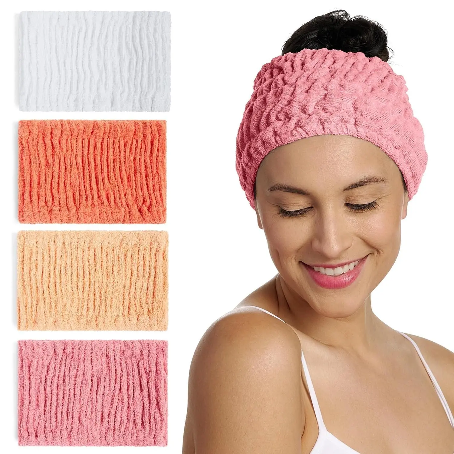 4-Pack  Headbands – Extra-Wide, Comfy,  Hair Types, Peach Blush