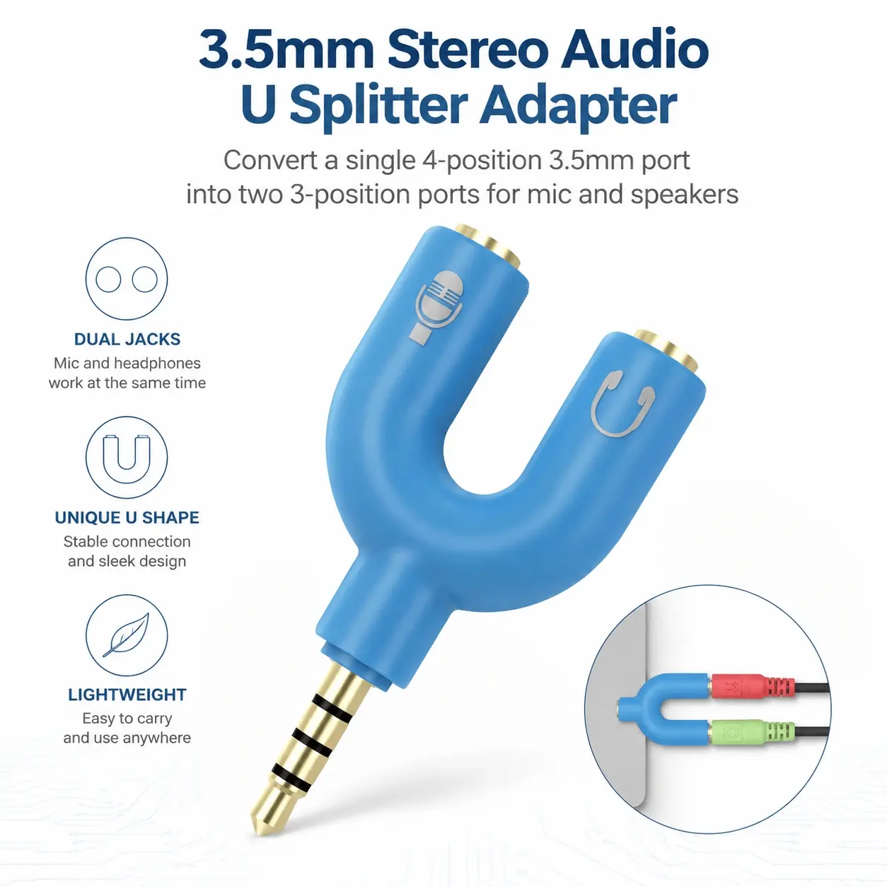 3.5mm Stereo Headphone Splitter, Audio Sharing Adapter for Music Party, High-Speed Transmission, Compatible with PC Smartphone MP3 Player AUX Cable, Multi-Pack Options 1/2/4 Pcs