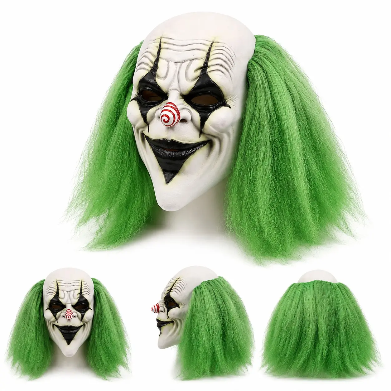 1pc Horror Hair Clown Mask Real Latex Full Face Mask, Halloween Costume Cosplay Party Props, Scary Halloween Accessories