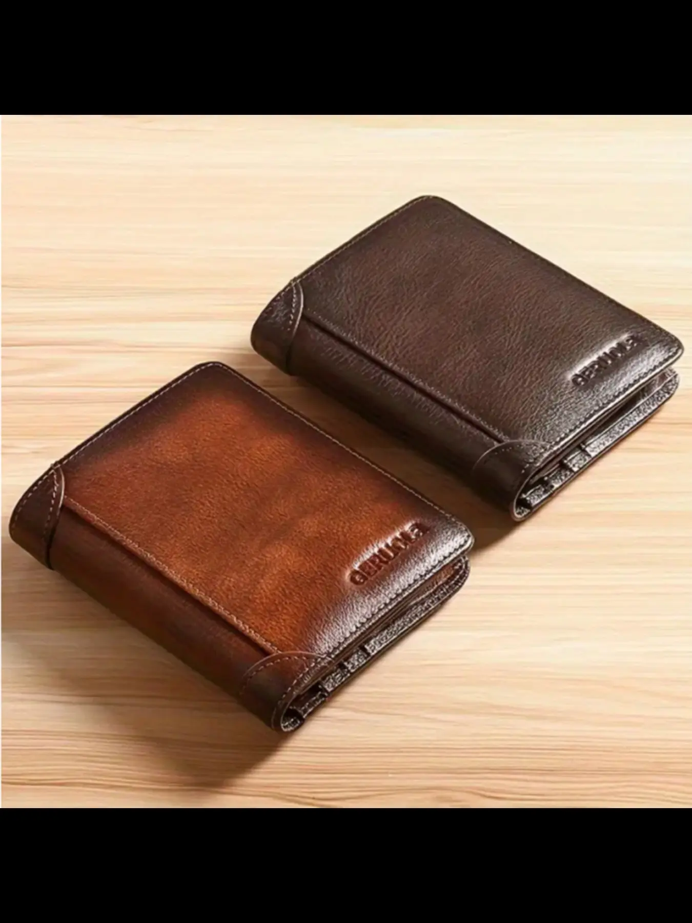 Men's Genuine Leather Wallet RFID Blocking Ultra-Thin Top Layer Cowhide Short Multifunctional Leather Card Holders ID Credit Card Holder Card Slots Pocket Christmas Gift
