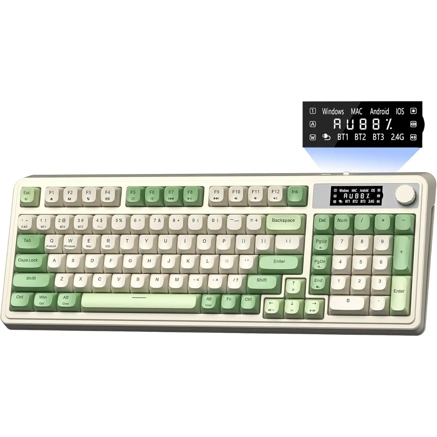 S99 Pro  Keyboard, Display Screen & Media Knob, Tri-Mode /2.4G/USB-C RGB Creamy Gaming Keyboard with Number Pad Macro , Custom  Keyboards for Laptop PC Gamer - Green