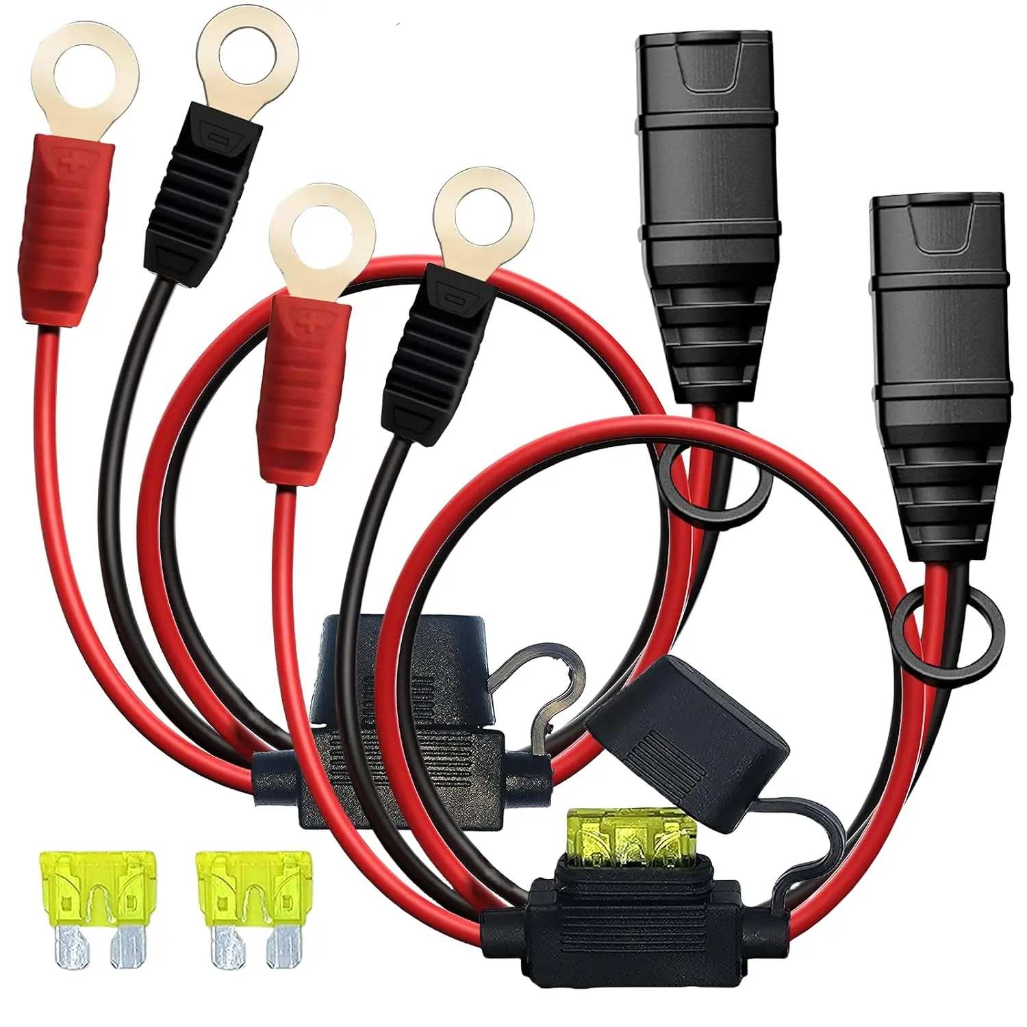 2-Pack GC002 X-Connect Pure Copper Waterproof Connector Set for Car Battery Trickle Chargers, Direct-Plug Accessory with 1/4in M6 XL Eyelet Terminals for Safe Charging, M6 Terminals