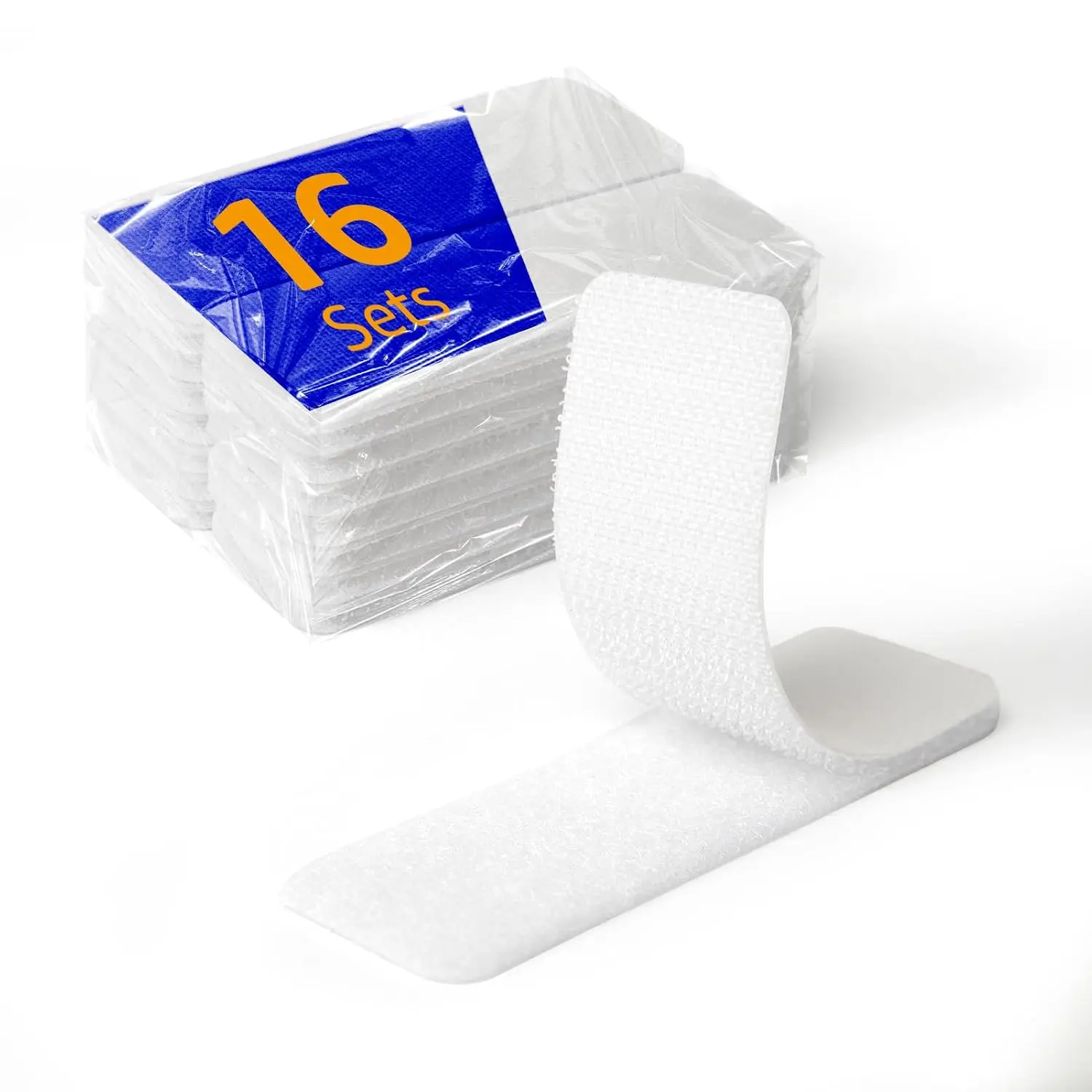 16 Sets 1x3 Inches Heavy Duty Peel-and-Stick Double Sided Tape Hook Strips Organizing Tools for Fabric, Office, Classroom, Reusable Tape, Smooth Walls