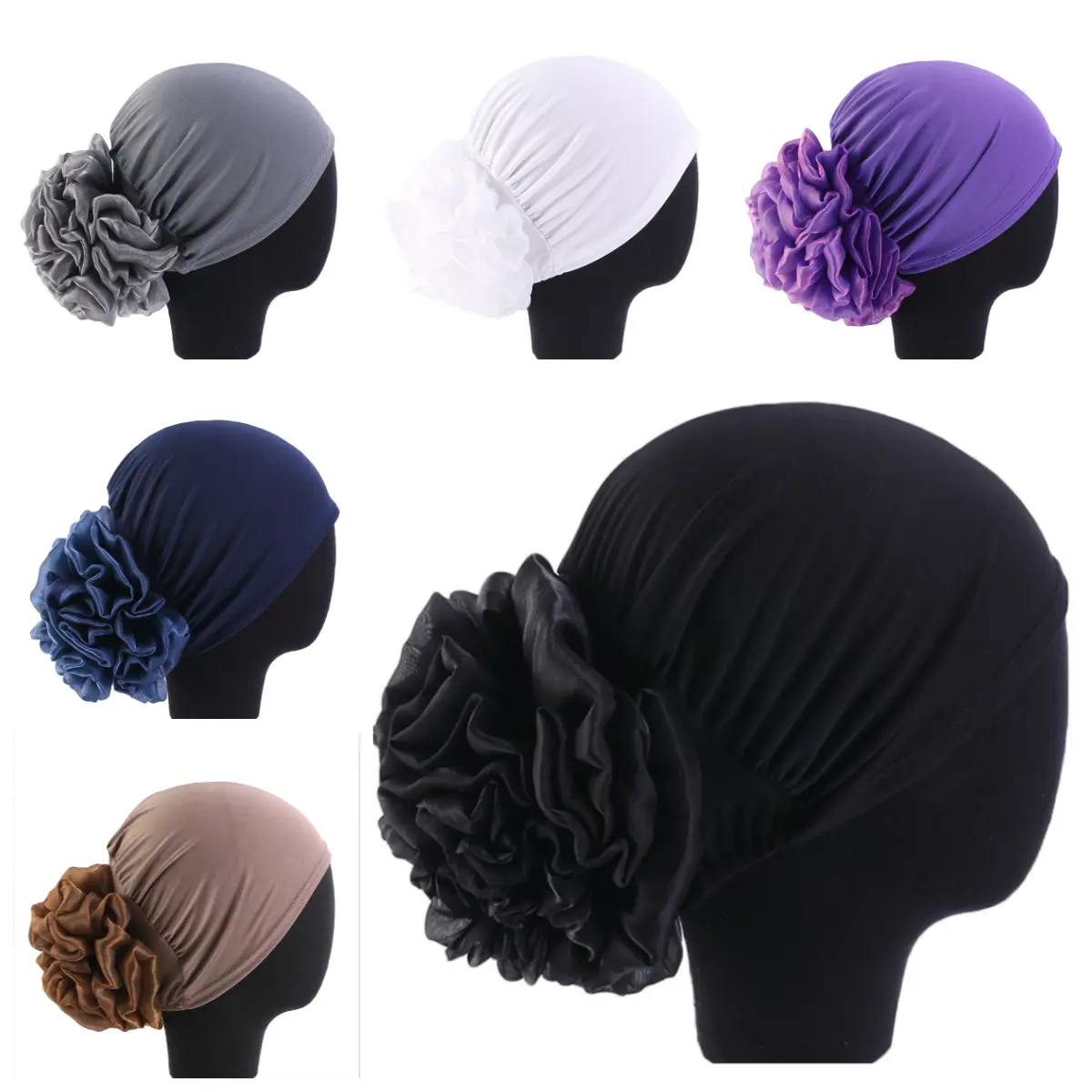 Unisex Floral Turban Hair Bonnet 2-Piece Set - Milk Fiber Sports Hat, Breathable Outdoor Cap for Hair Loss, Everyday