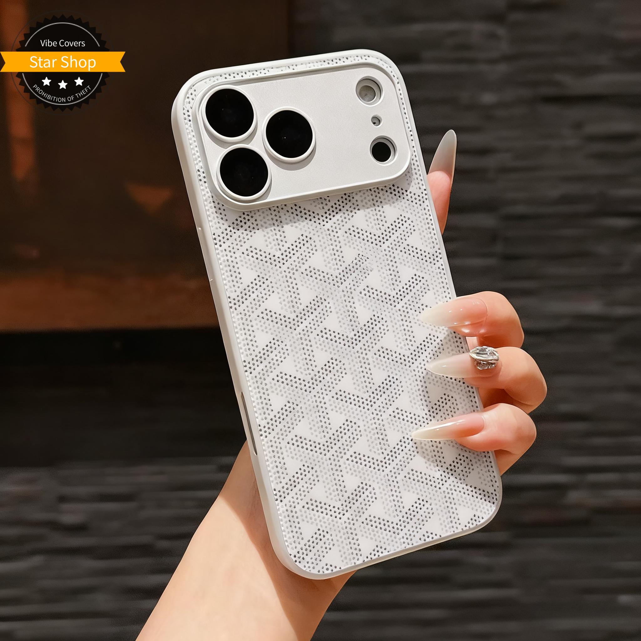 Trendy Full Coverage with Lens Protector IP 17 Pro Max Glass Back Panel 16 Pro Phone Case 15 Light Luxury/14/13 Acrylic Crystal Clear Protective Casing