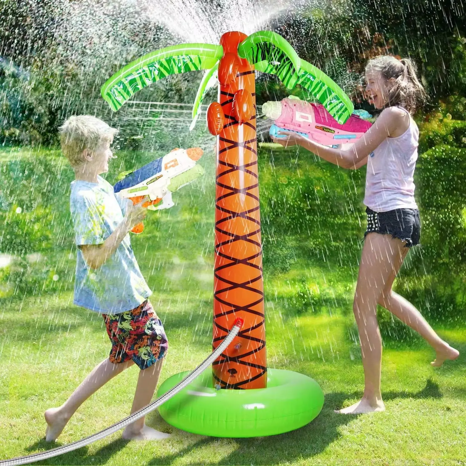 Inflatable Water Sprinkler Tree Factory Custom Summer Outdoor Backyard Water Play Toy Inflatable Splash Spray Pad Outdoor Water Soaker