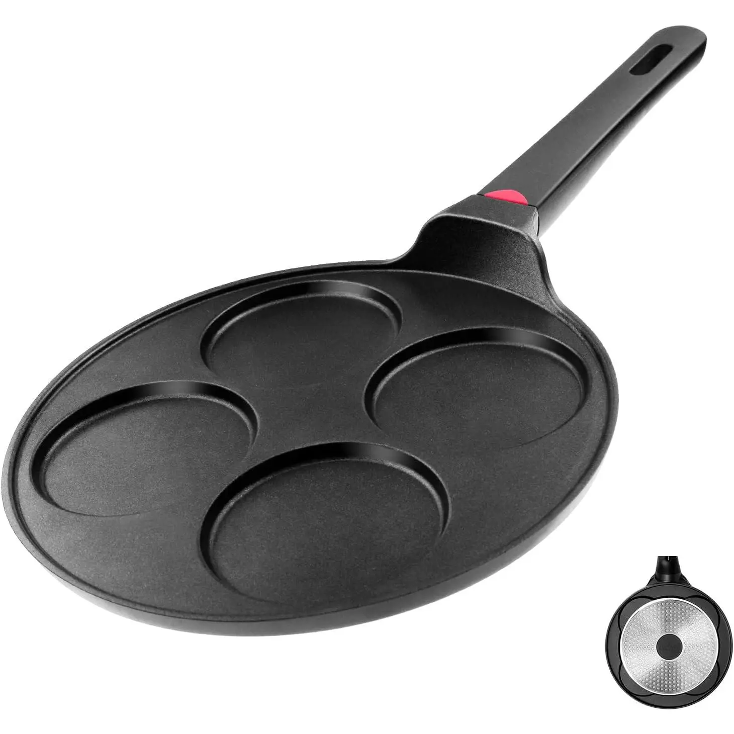Nonstick Pancake Pan 10.5 Inch, 4 Molds Cake Egg Skillet Crepe Pan, Suitable for All Stovetops & Induction Cooker, 100% PFOA Free Coating