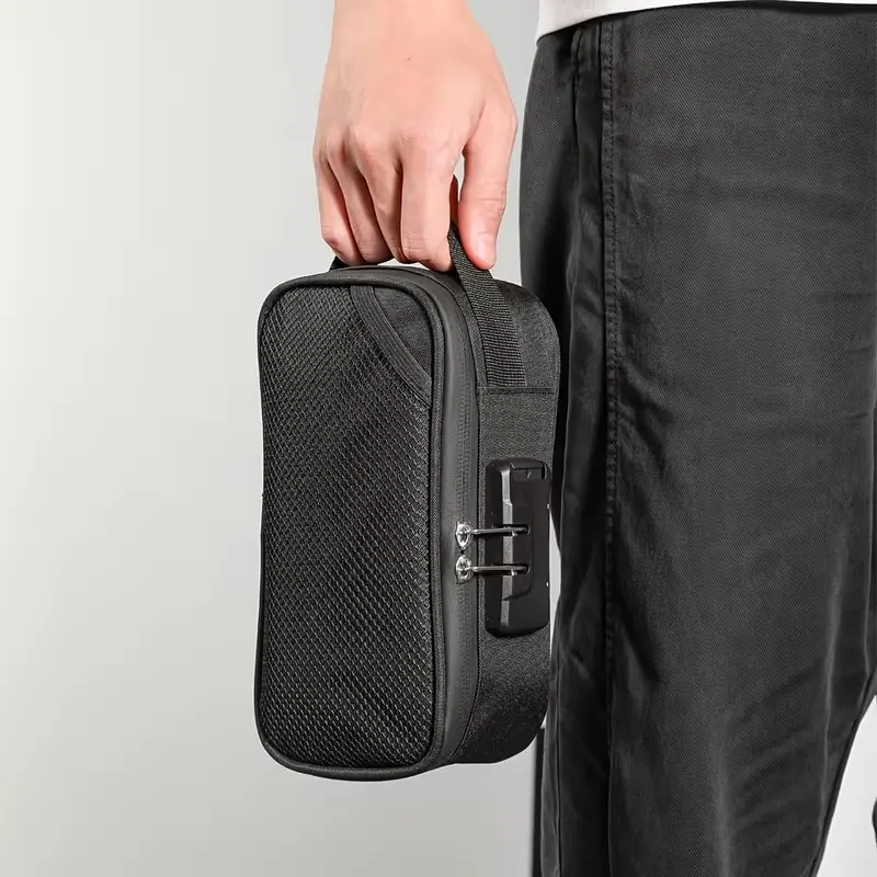 Lockable Odor-Resistant Storage Bag, Carbon Fiber Lining Travel Organizer, Anti-Odor Travel Storage Container, Durable & Compact Design, Portable Travel Organizer