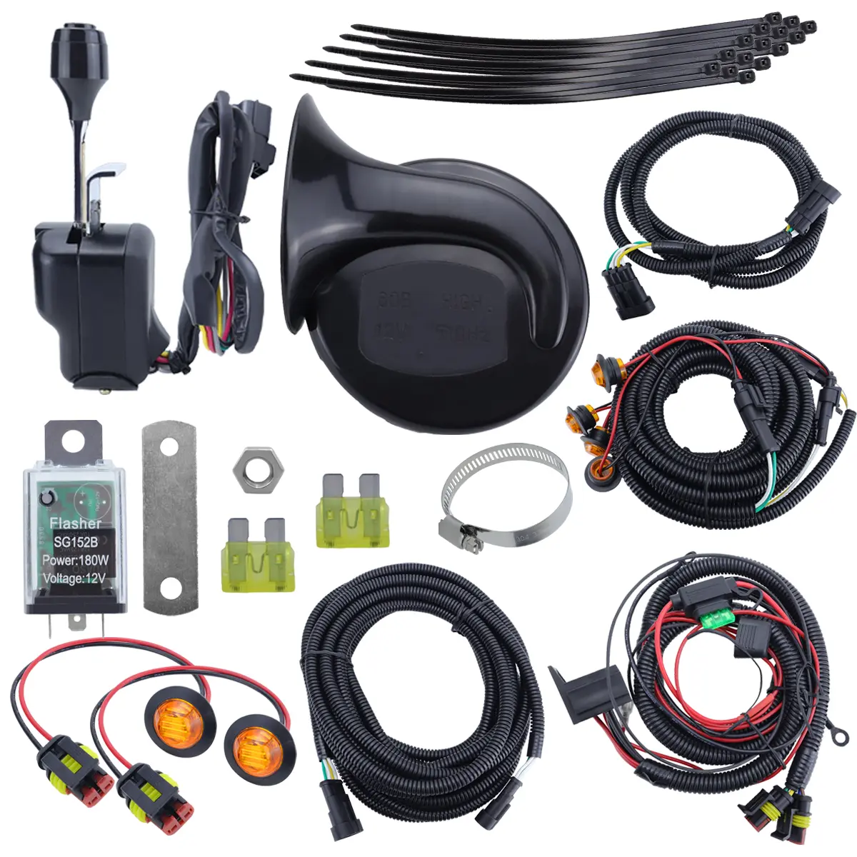 GARVEE Plug-and-Play Pre-Wiring Harness Kit (1 Set) with ABS Backing, Polycarbonate Material, LED Kit, Hazard Lights, Horns, Upgraded Length, Plugs for ATV/UTV