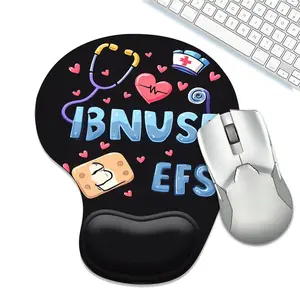 Nurse Mouse Pad with Gel Wrist Rest Support, Ergonomic Medical Desk Mat for Laptop PC, Non-Slip Cushion Memory Foam Pad, Cute Nursing Design Office Accessory Gift for RN CNA LPN Nursing Students