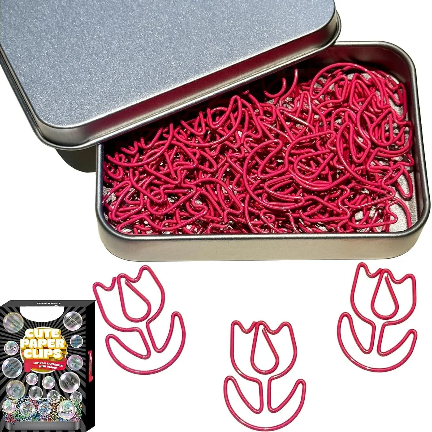 Cute Paper Clips, 60 count Flower Shaped Paper Clips  Bookmarks Clips,  Colors, Fun Office Gifts for Women Men Coworkers Teachers Students Girls Boys  to School Supplies,