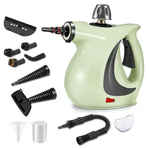 Spurgehom Pressurized Handheld Steam Cleaner, Multi-surface Natural Steam Cleaner with 11pcs Accessories Multi-purpose Steamer for Cleaning Floor, Car, Kitchen, Home Use (Green)