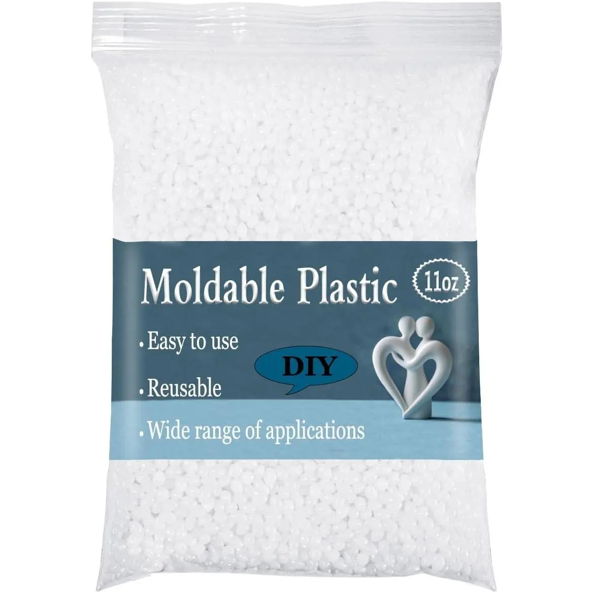 11oz  Moldable Thermoplastic Beads, Hot Water Meltable Polymorph Plastic Pellets for Adult Art Modeling,  Prop Making, Temporary Repair, Prop Decoration (11oz-White)