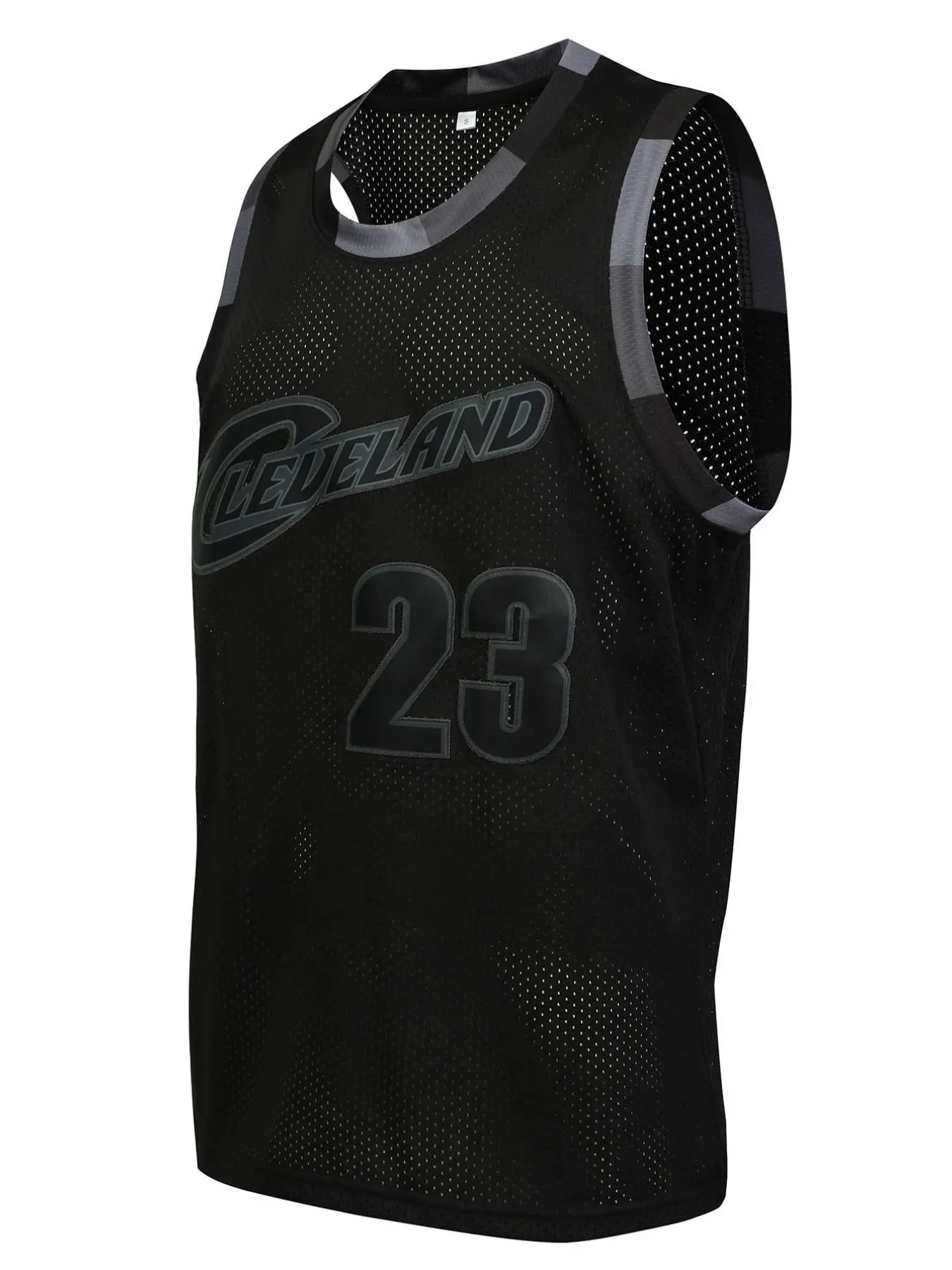Men's Basketball Jersey 23 Black, Embroidered Sports Wear, Casual Fitted Long Sleeve Top, H-Type Figure Pattern, Unlined Design, Athletic Active Tops, Training Jersey