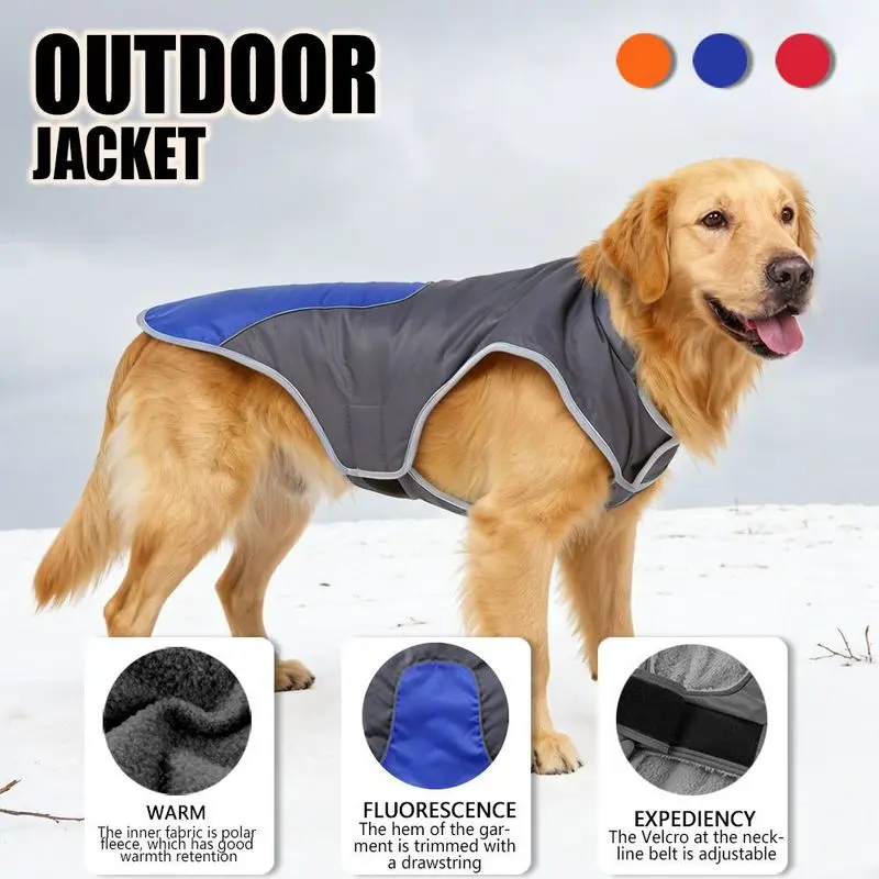 Best-selling pet clothing for autumn and winter, reflective strip warm and cold-proof dog jacket, thickened cotton coat for large dogs