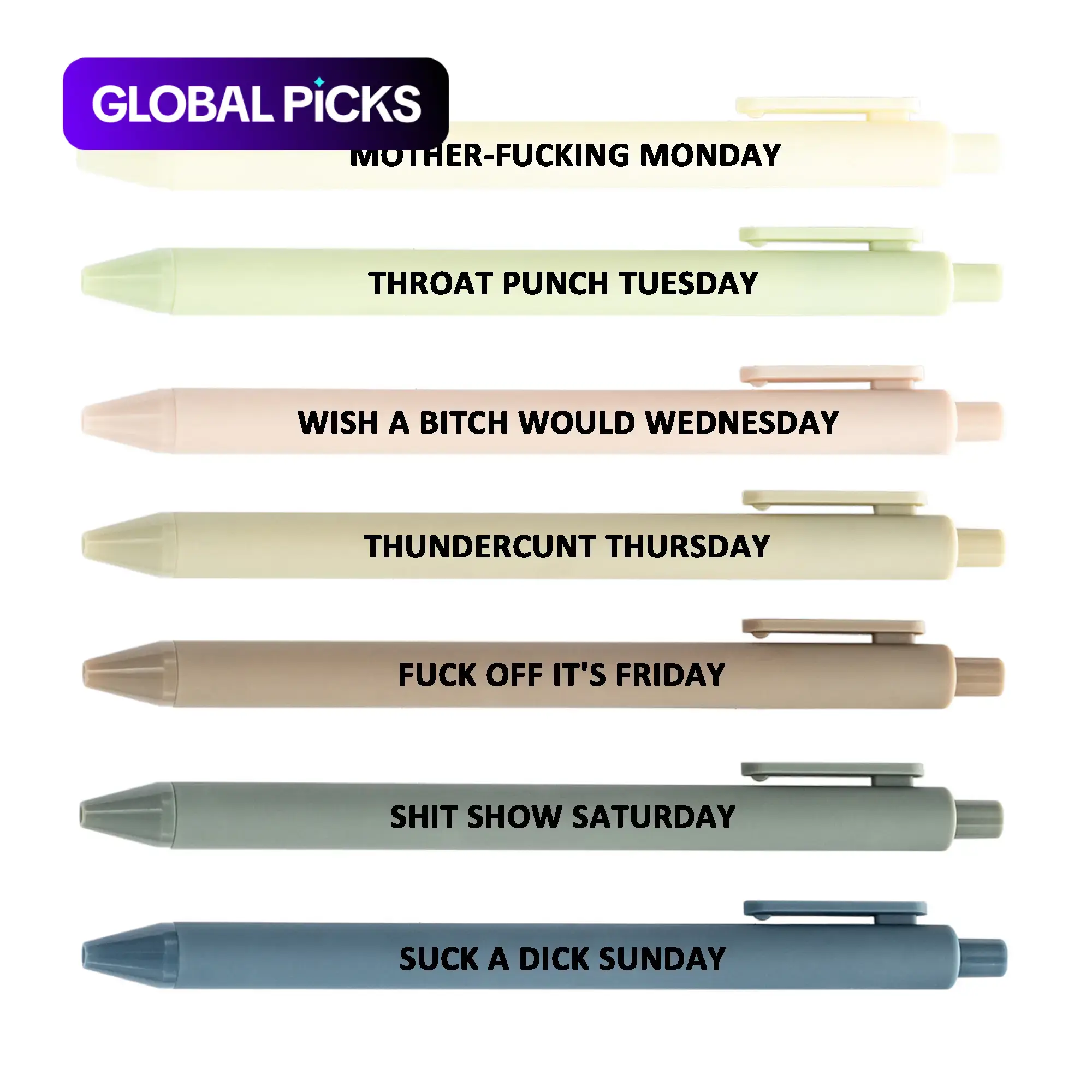 Funny Daily Quotes Grease Pencil Set, 7/9 Counts/set Daily Funny & Sarcastic Quotes Thundercunt Thursday Throat Punch Tuesday Smooth Writing Pen, Office Stationery & Supplies