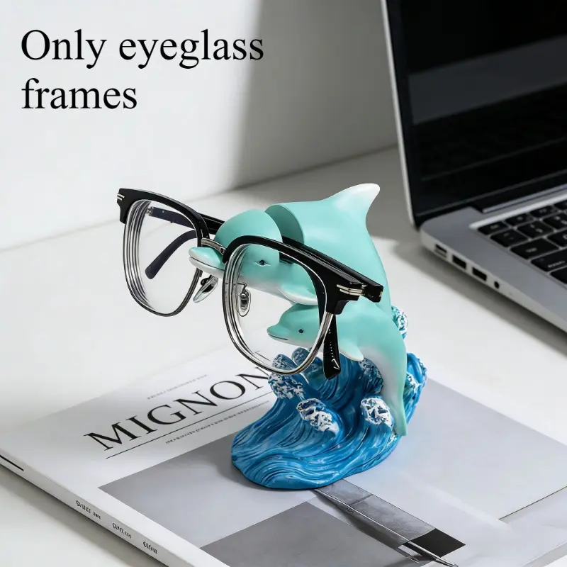 Dolphin resin eyeglass frame ornament, Decorative ornaments - Navigation style double dolphin decoration, suitable for desks, shelves, dressing tables, both decorative and ocean themed embellishments, suitable for bedroom and bathroom