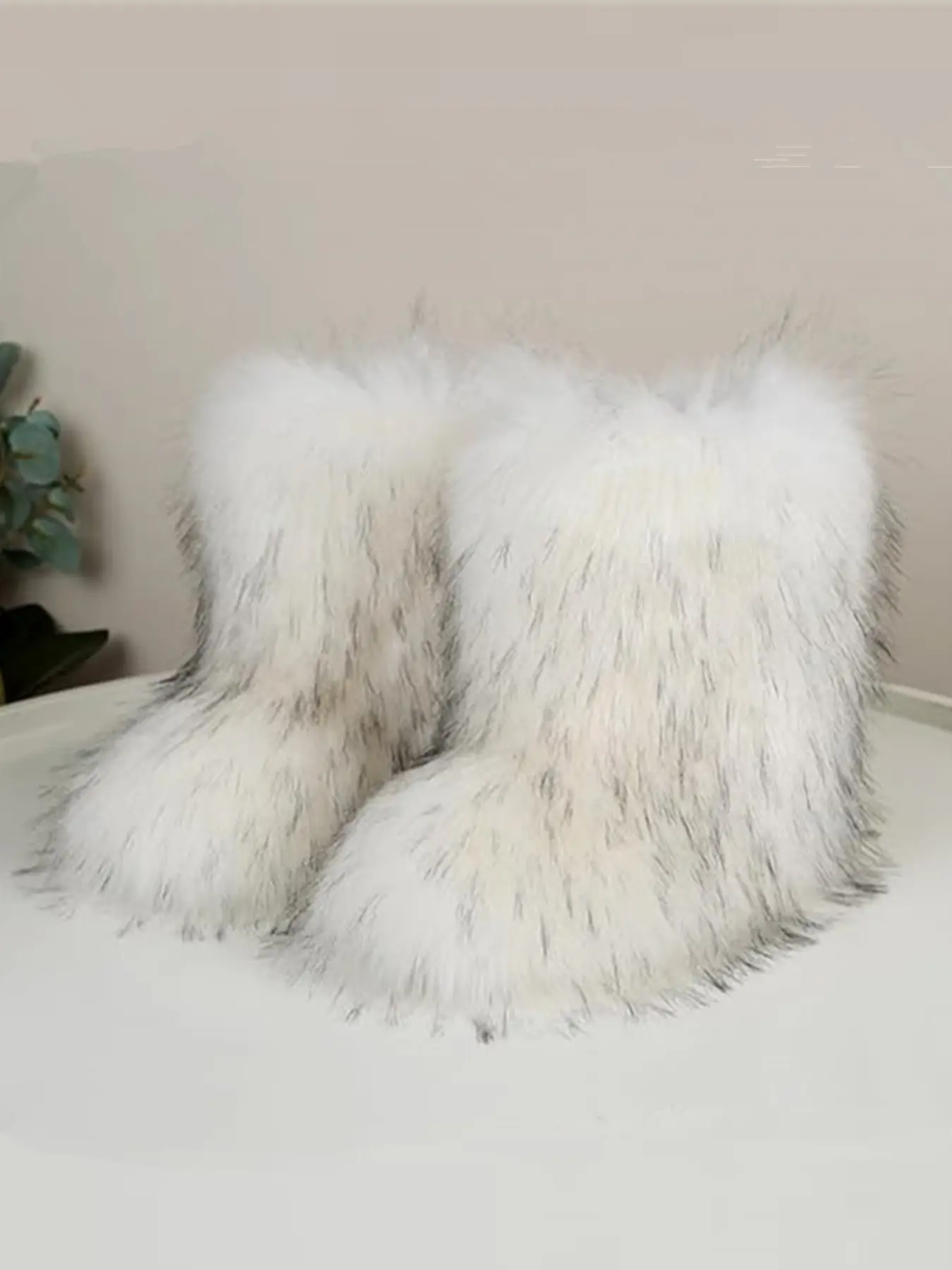 Women's Solid Color Faux Fur Boot, Fluffy Ankle Snow Boots, Warm Comfortable Outdoor Flat Shoes for Cold Winter, Trending Shoes