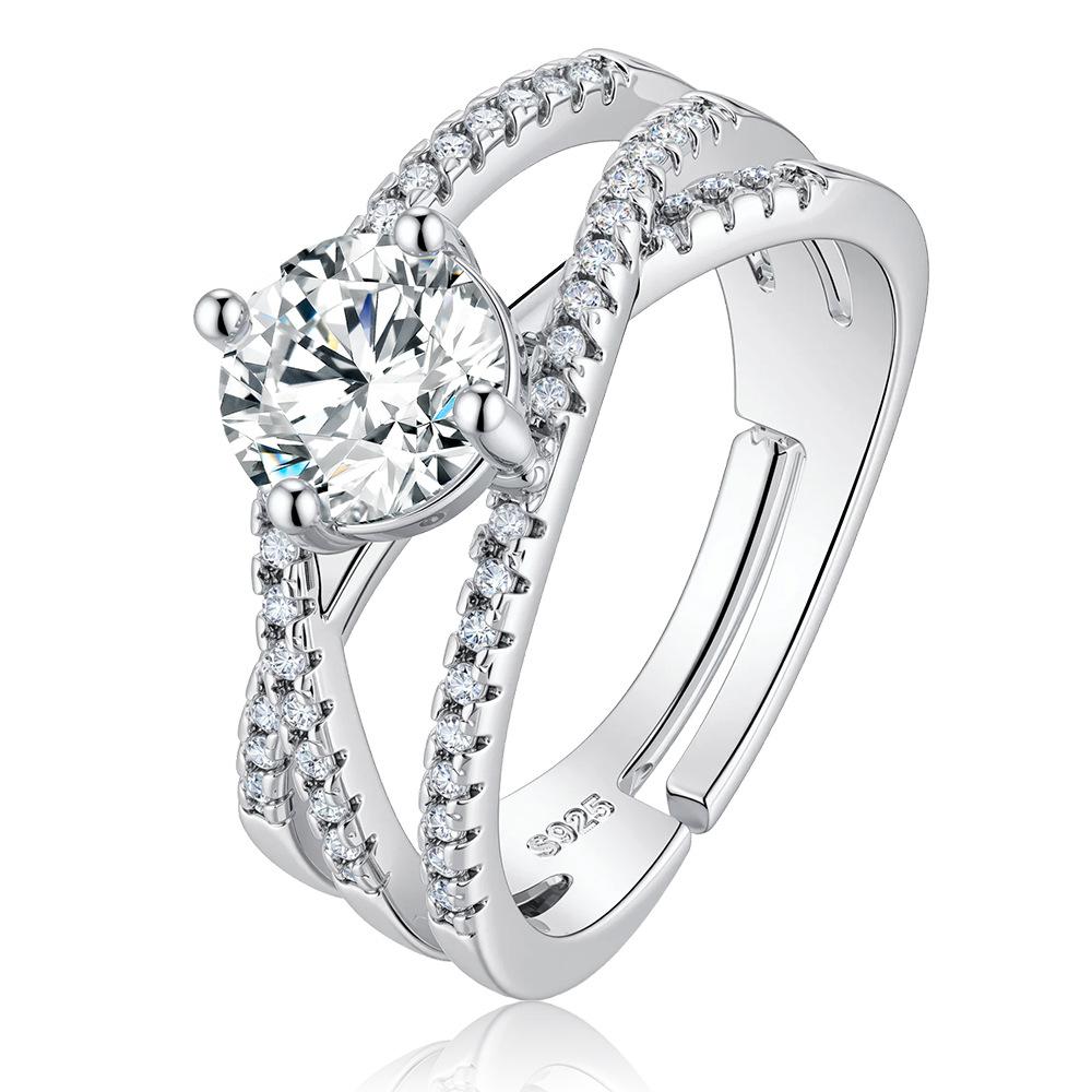 Twist Wrap Open Moissanite Ring for Women, Luxury Dainty Round Cut Cubic Zirconia Adjustable Engagement Wedding Band Twist Wrap Open Moissanite Ring for Women, Luxury Dainty Round Cut Cubic Zirconia Adjustable Engagement Wedding Band