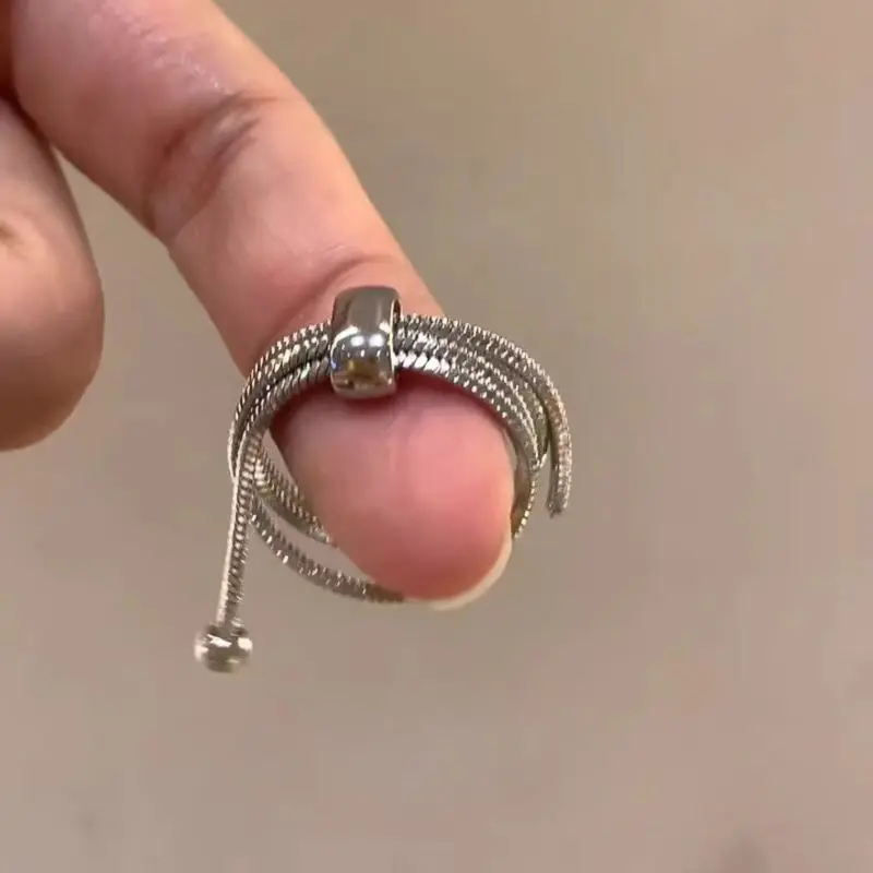 Multi-Layer Snake Bone Pull-Out Ring for Women Unique Metal Adjustable Index Finger Stacking Rings Fashion Jewelry Gifts