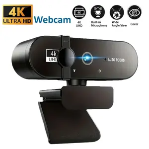 4K Webcam (Choose 1080p/4K) – Noise-Canceling Mics, Wide-Angle Lens, Privacy Cover, Autofocus USB Camera for PC/Laptop Gaming, Streaming, Zoom/Skype, HDR, Low-Light Correction, Plug & Play, USB Computer Webcam