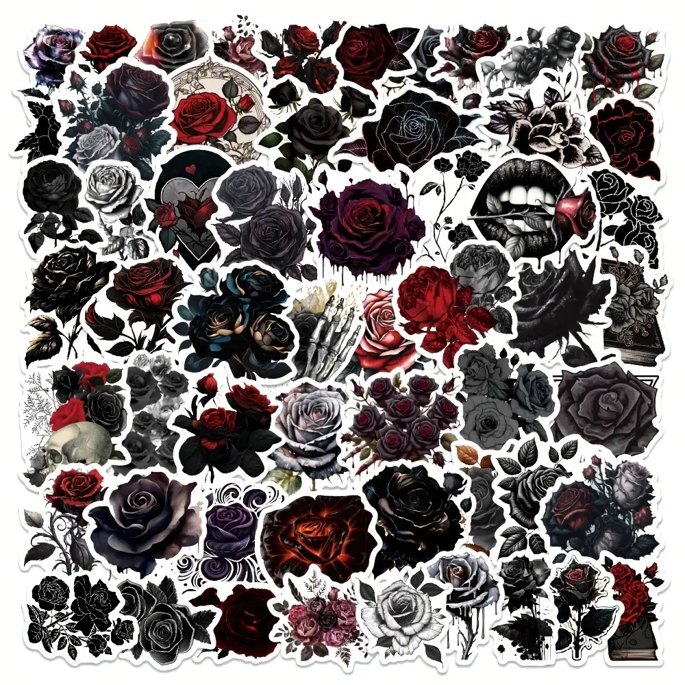 Dark Aesthetic Rose Stickers, 5 Packs X 60pcs Each, 300pcs Total, Creative High-Profile Graffiti, Dark Rose Design, Hand Account Sticker Set