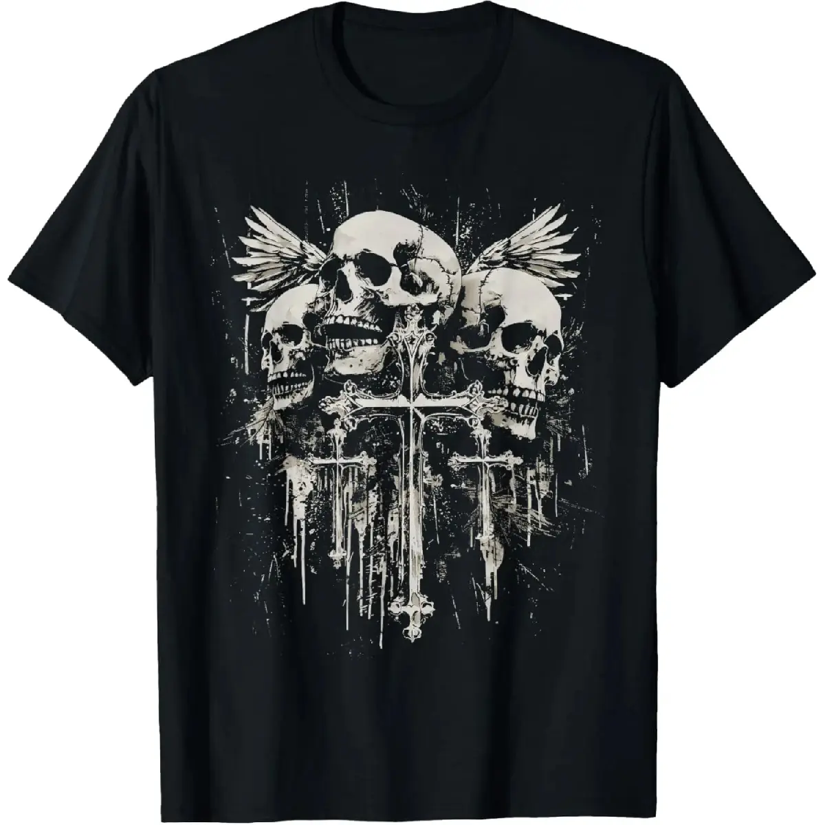 [ 🎇 100% Cotton] Unisex Skull Cross Y2K Goth Alt Grunge Gothic Emo Aesthetic T-Shirt
