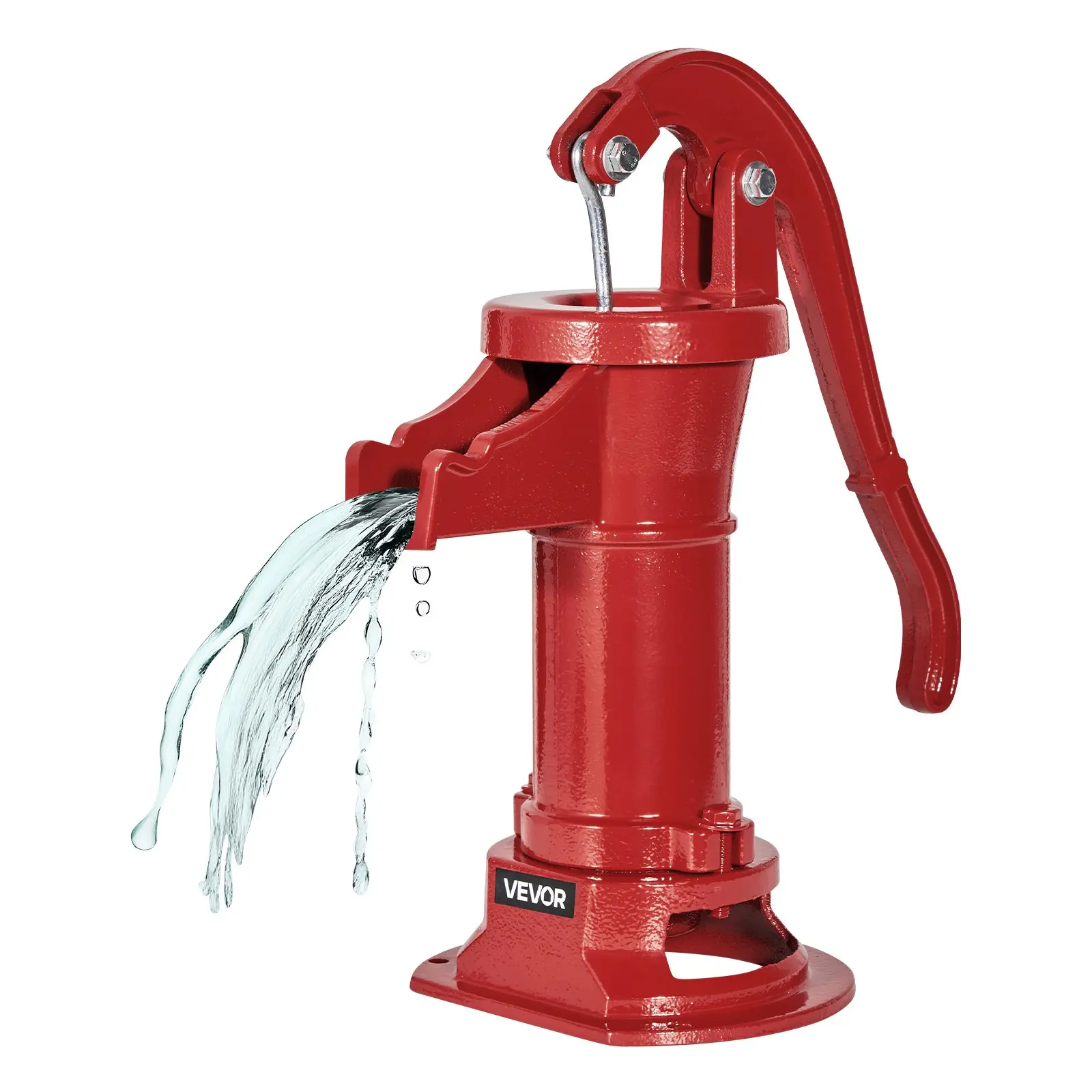 VEVOR Well Hand Pitcher Pump, 25 ft Maximum Lift, Antique Cast Iron Manual Hand Water Pump, NPT 1-1/4 in Connection, Easy Installation, Old Fashioned for Outdoor Garden, Pond, Backyard, Farm, Red