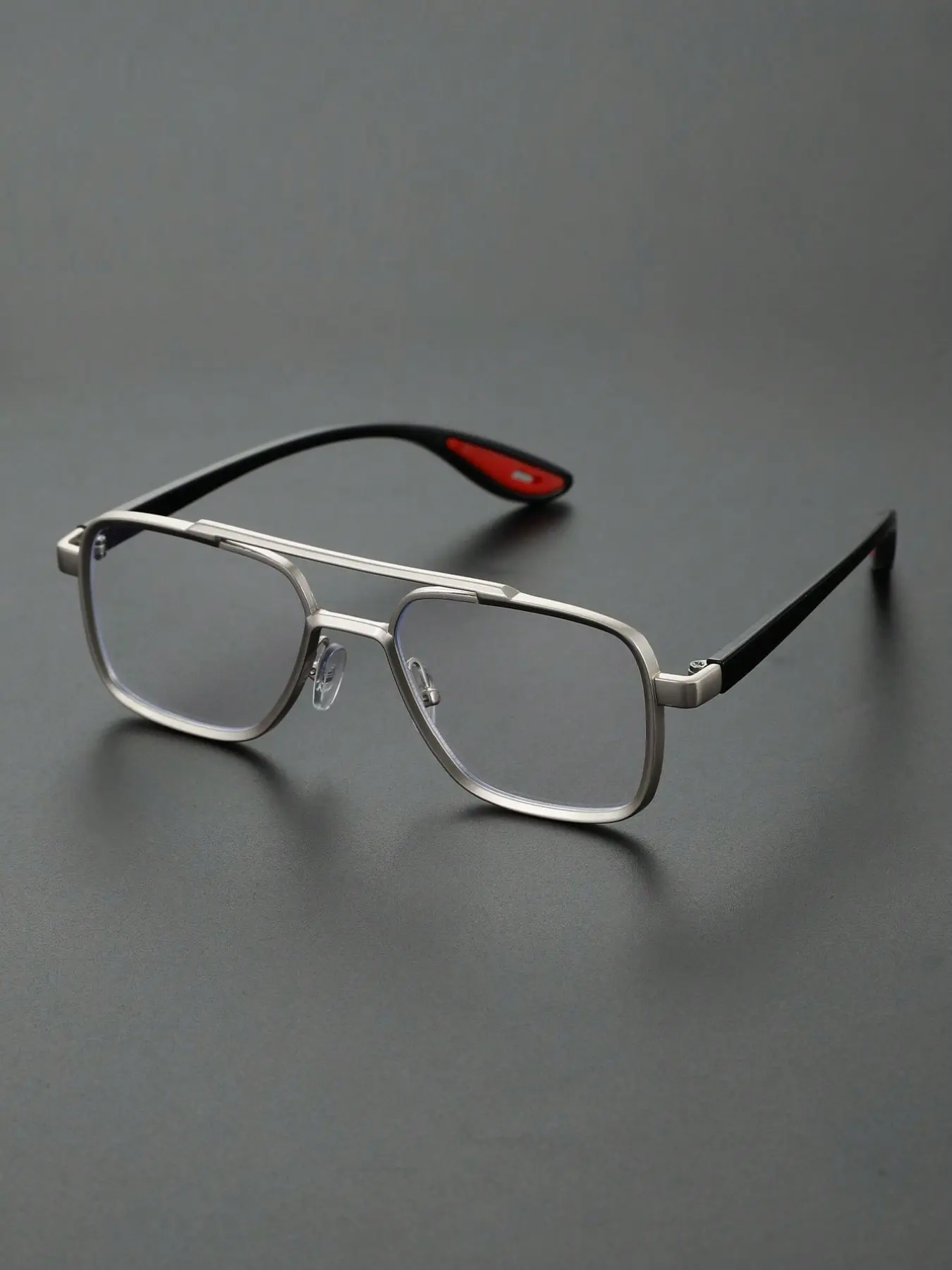 Pilot Frame Design Dual Bridge Small Metal Transparent Glasses, Unisex Blue Light Blocking Eyewear, Metal Frames, Ideal for Daily Wear, Metal Frame Eyeglasses, Clear Glasses