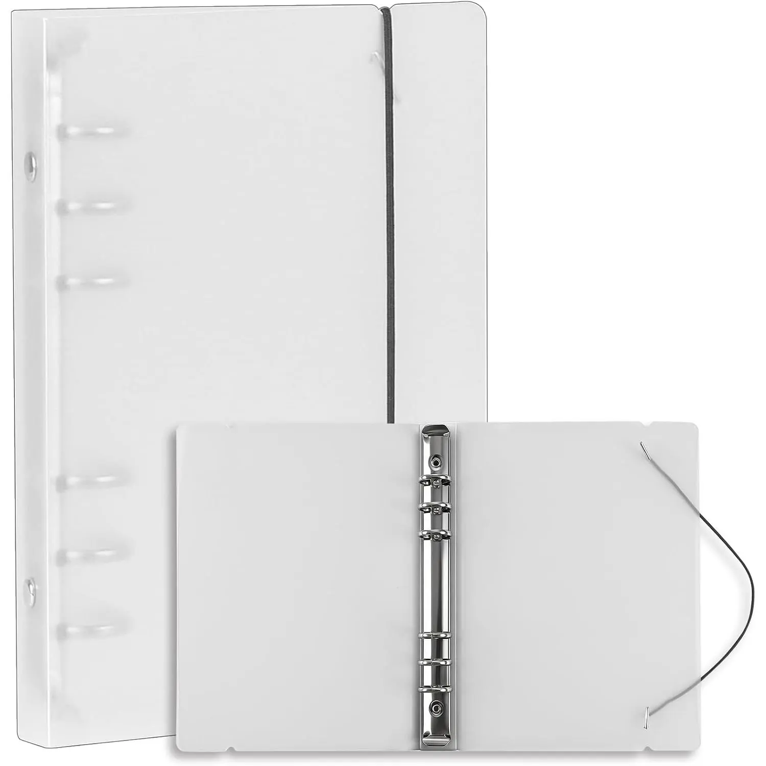 A6 6 Ring Transparent Binder Cover, Soft PVC Matte Surface Clear Cover | for Notebook Planner Storage Book with Refill Pages Sleeve Pockets Pouches, , Lightweight